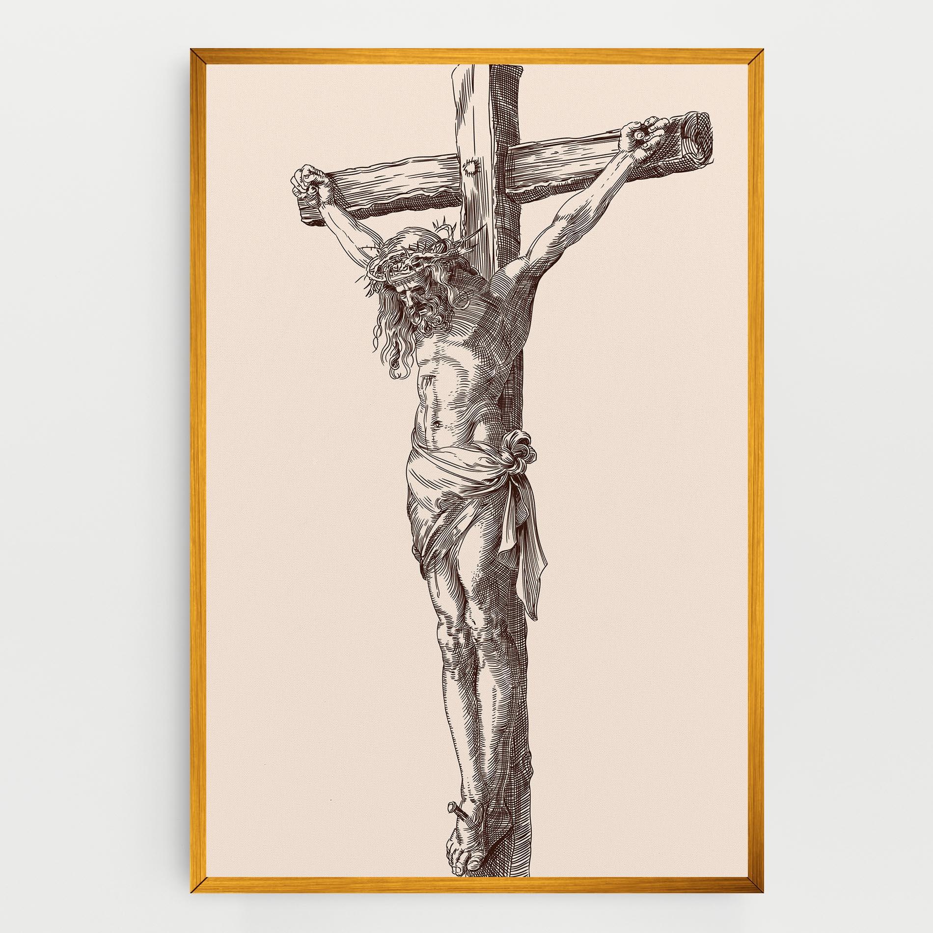 Obraz na Płótnie Brown Cross Jesus mockup 0