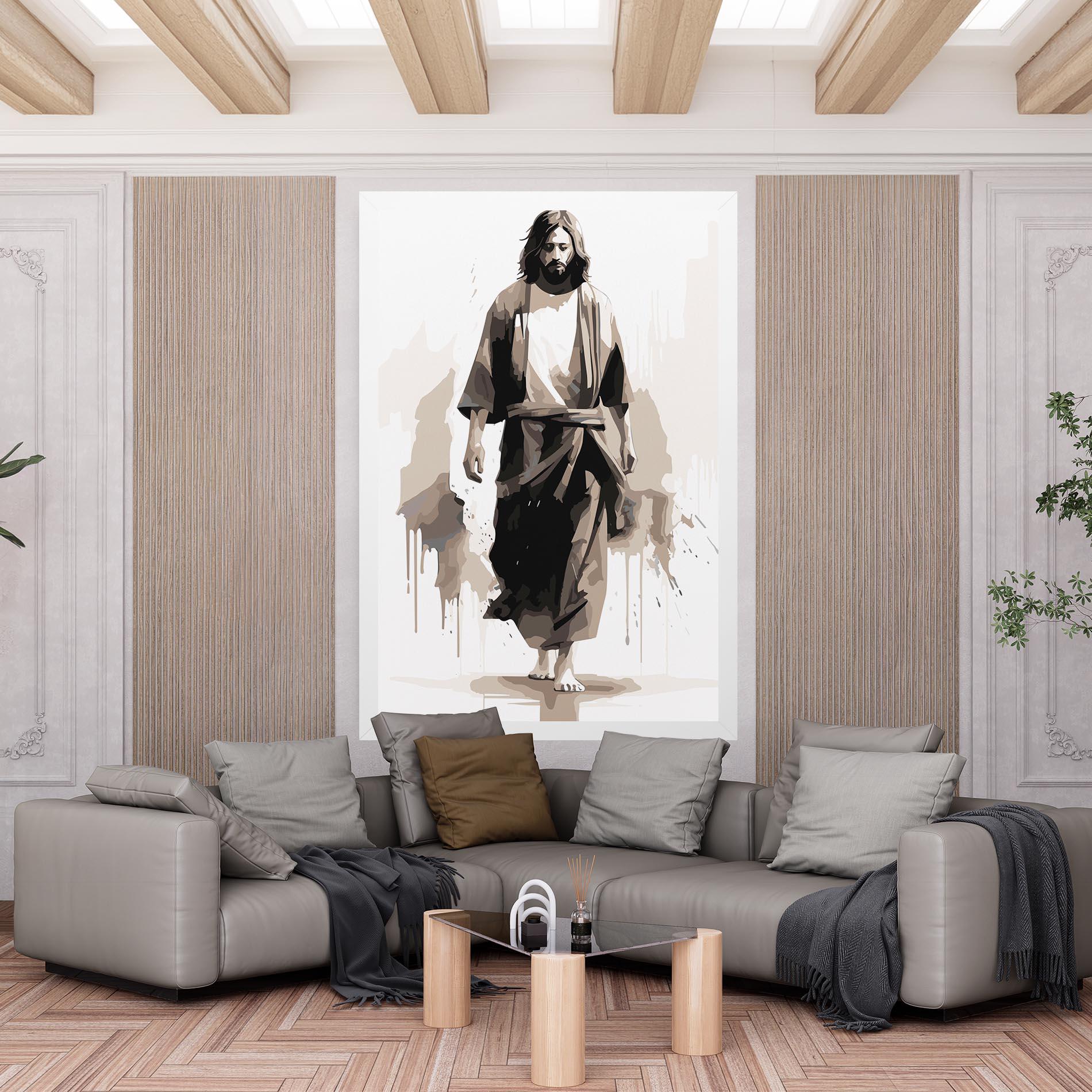 Obraz na Płótnie Cream Art Jesus mockup 6