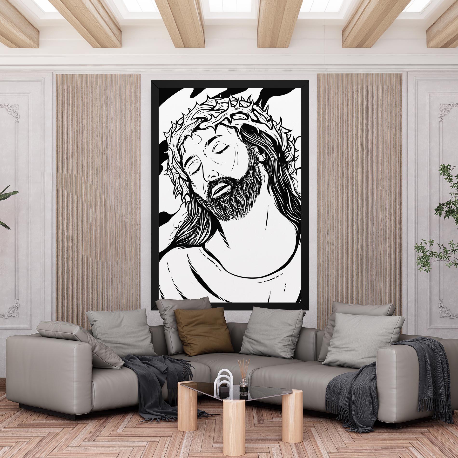Obraz na Płótnie Black White Jesus mockup 6
