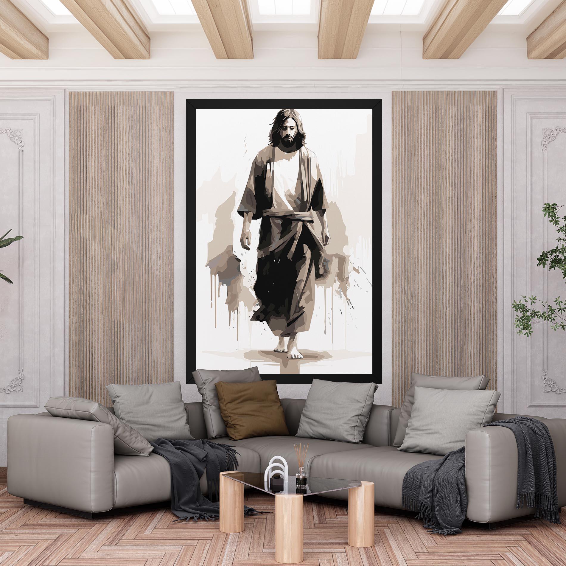 Obraz na Płótnie Cream Art Jesus mockup 6