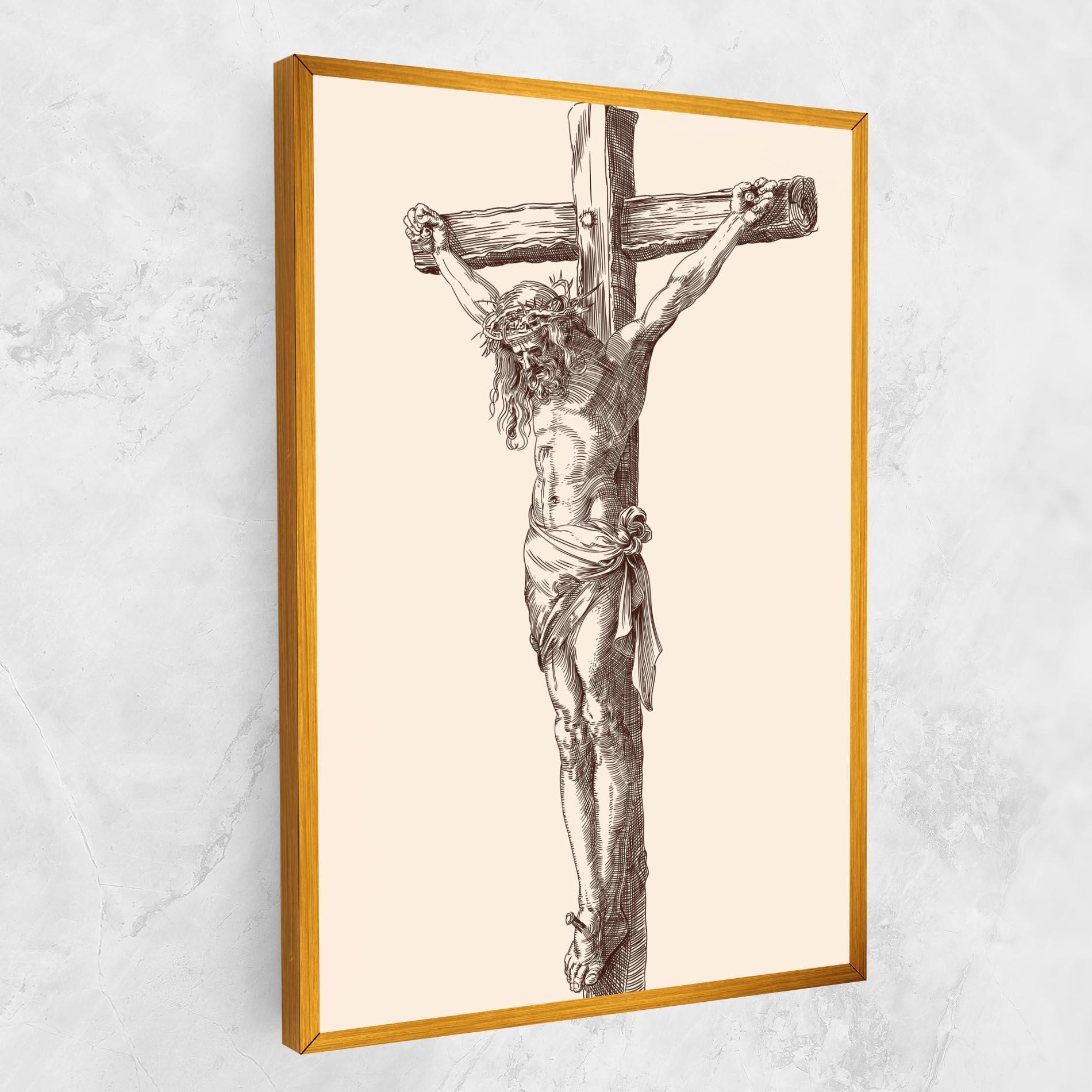 Obraz na Płótnie Brown Cross Jesus mockup 1