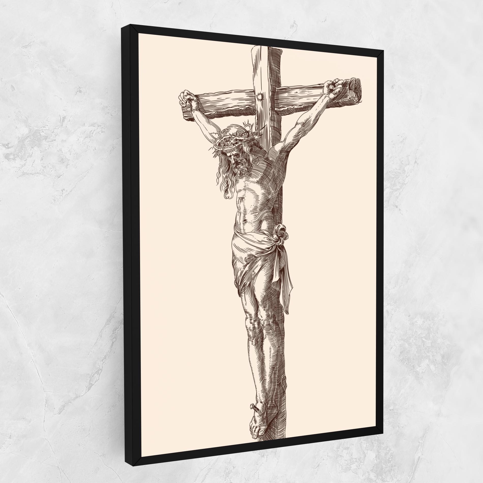 Obraz na Płótnie Brown Cross Jesus mockup 1