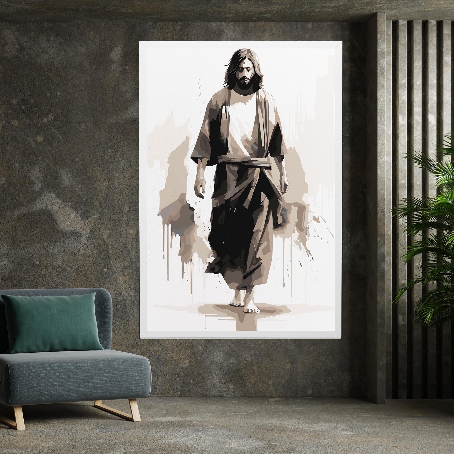 Obraz na Płótnie Cream Art Jesus mockup 7