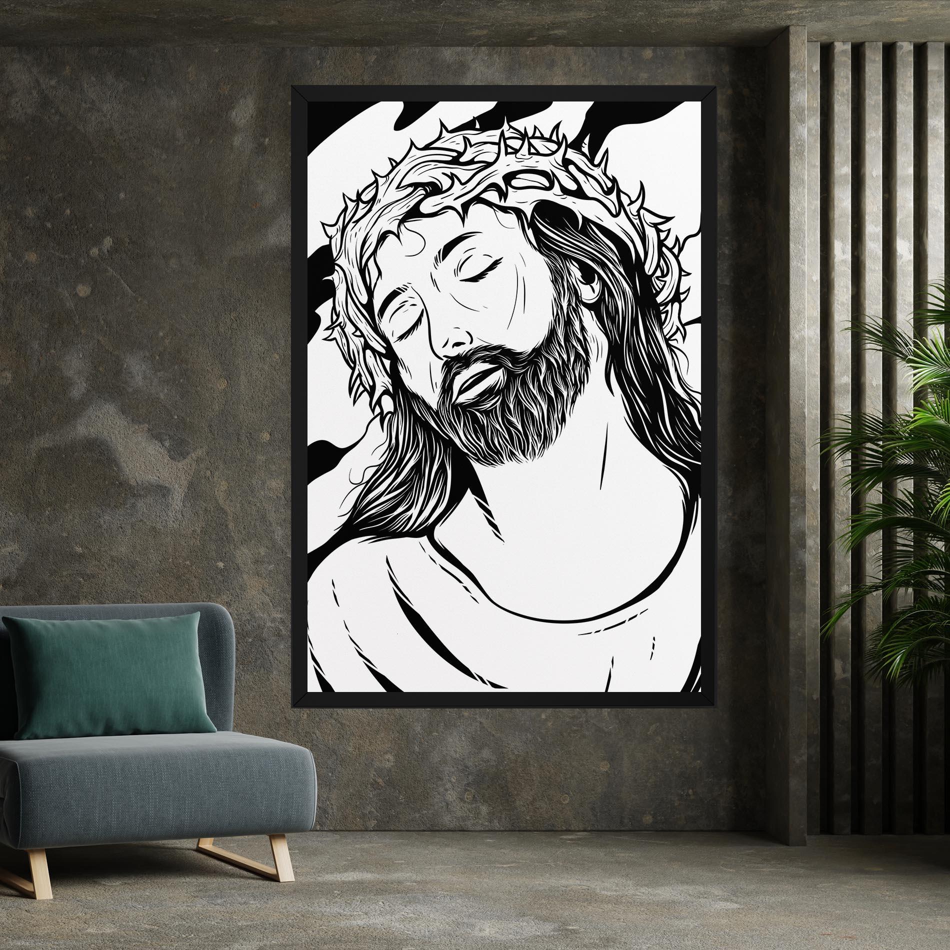 Obraz na Płótnie Black White Jesus mockup 7