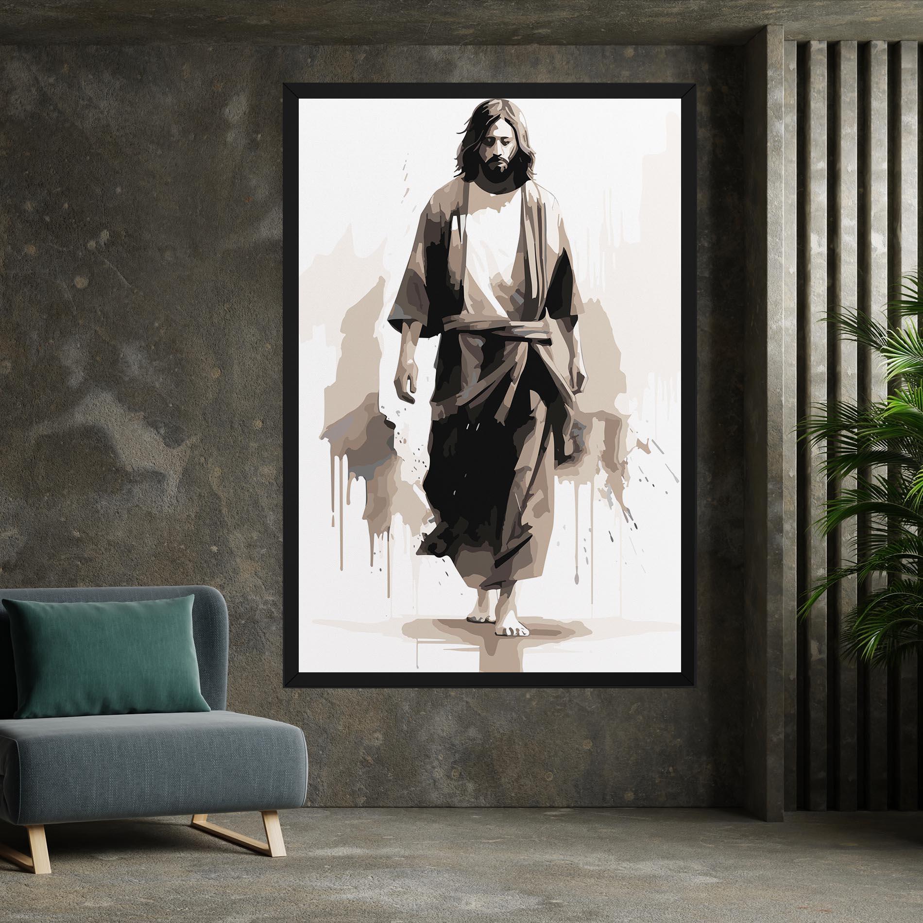 Obraz na Płótnie Cream Art Jesus mockup 7