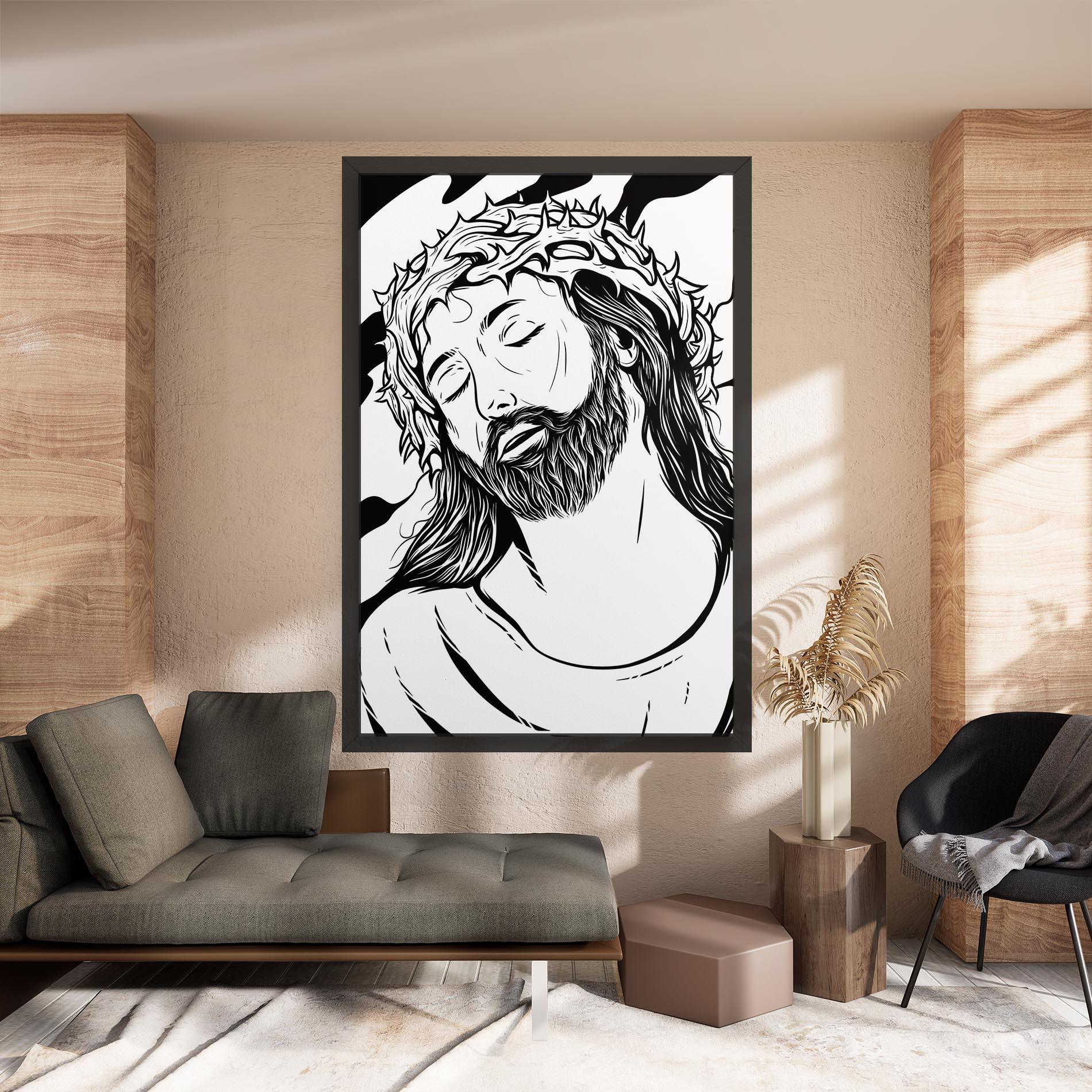 Obraz na Płótnie Black White Jesus mockup 8