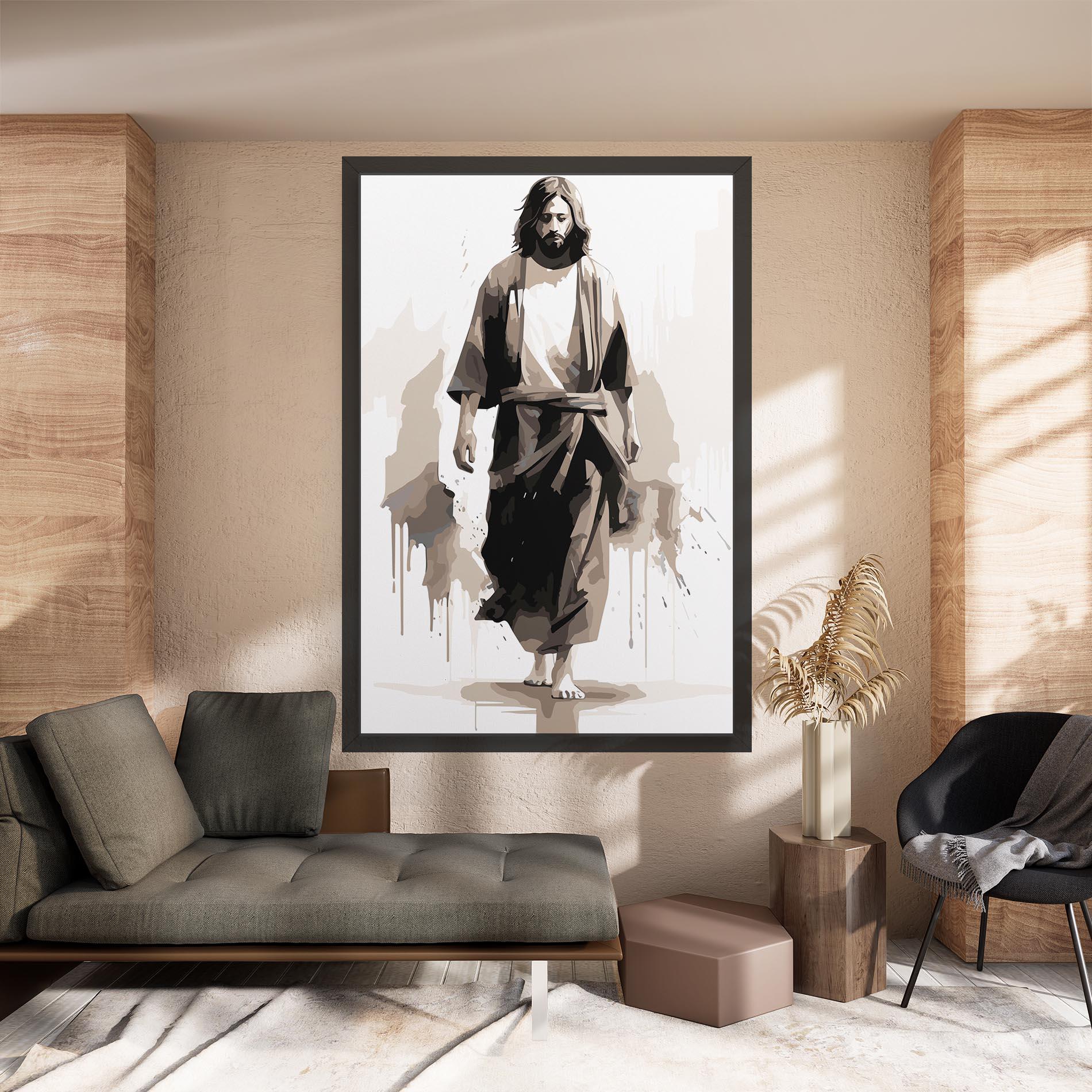 Obraz na Płótnie Cream Art Jesus mockup 8