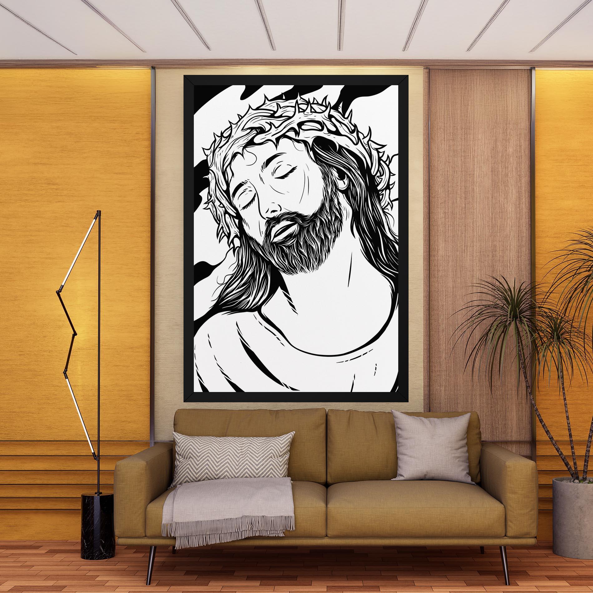 Obraz na Płótnie Black White Jesus mockup 9