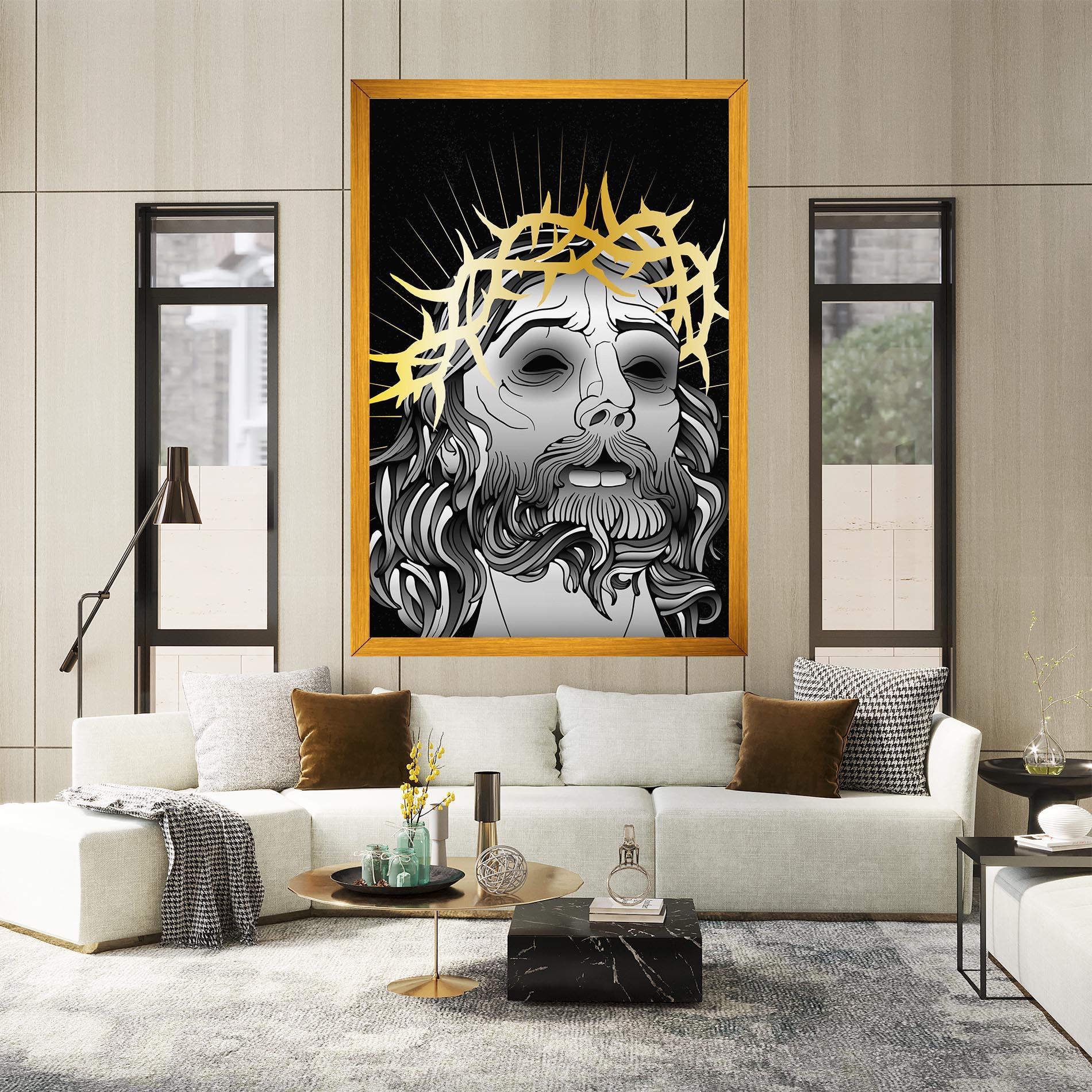 Obraz na Płótnie Gold Christ mockup 2