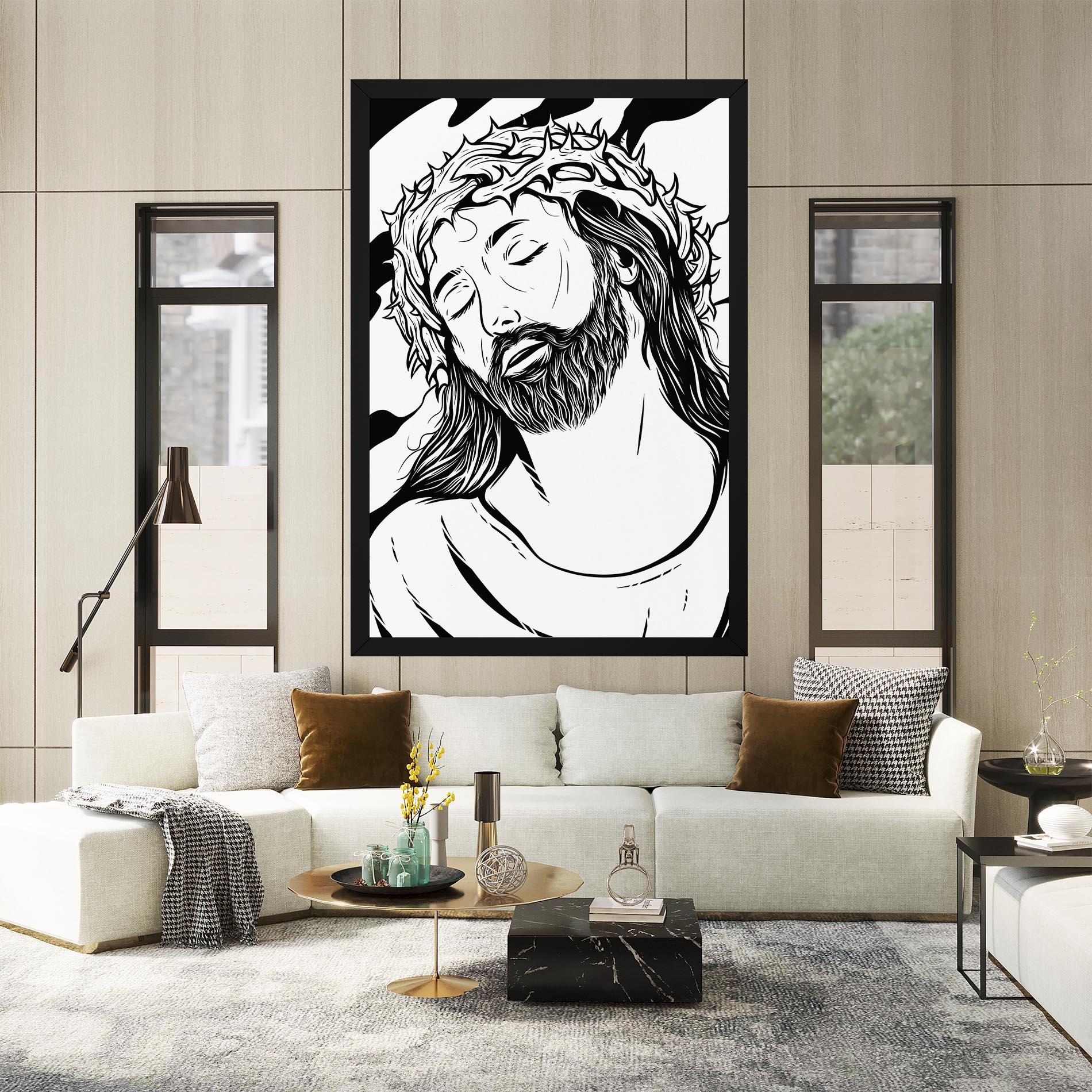 Obraz na Płótnie Black White Jesus mockup 2