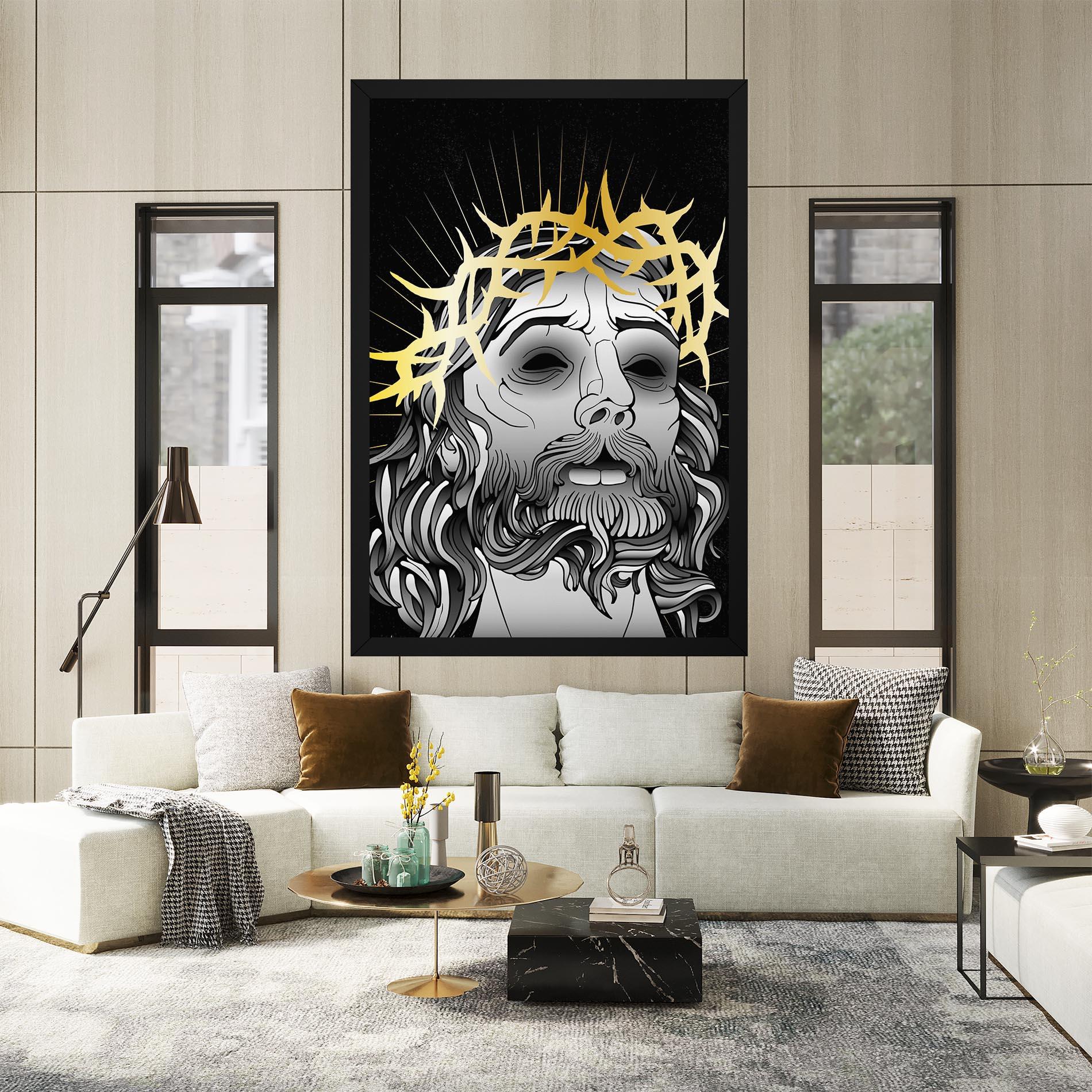 Obraz na Płótnie Gold Christ mockup 2