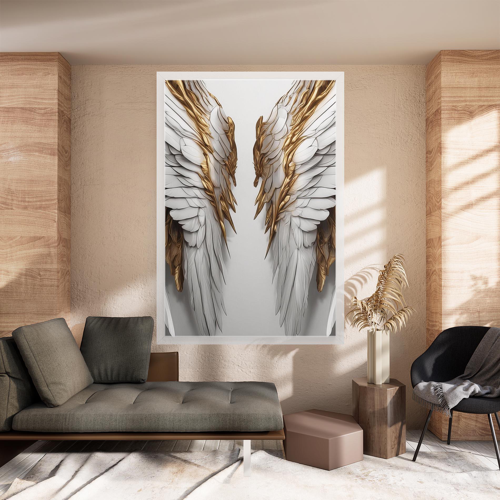 Obraz na Płótnie Realistic Gold Angel Wings mockup 8