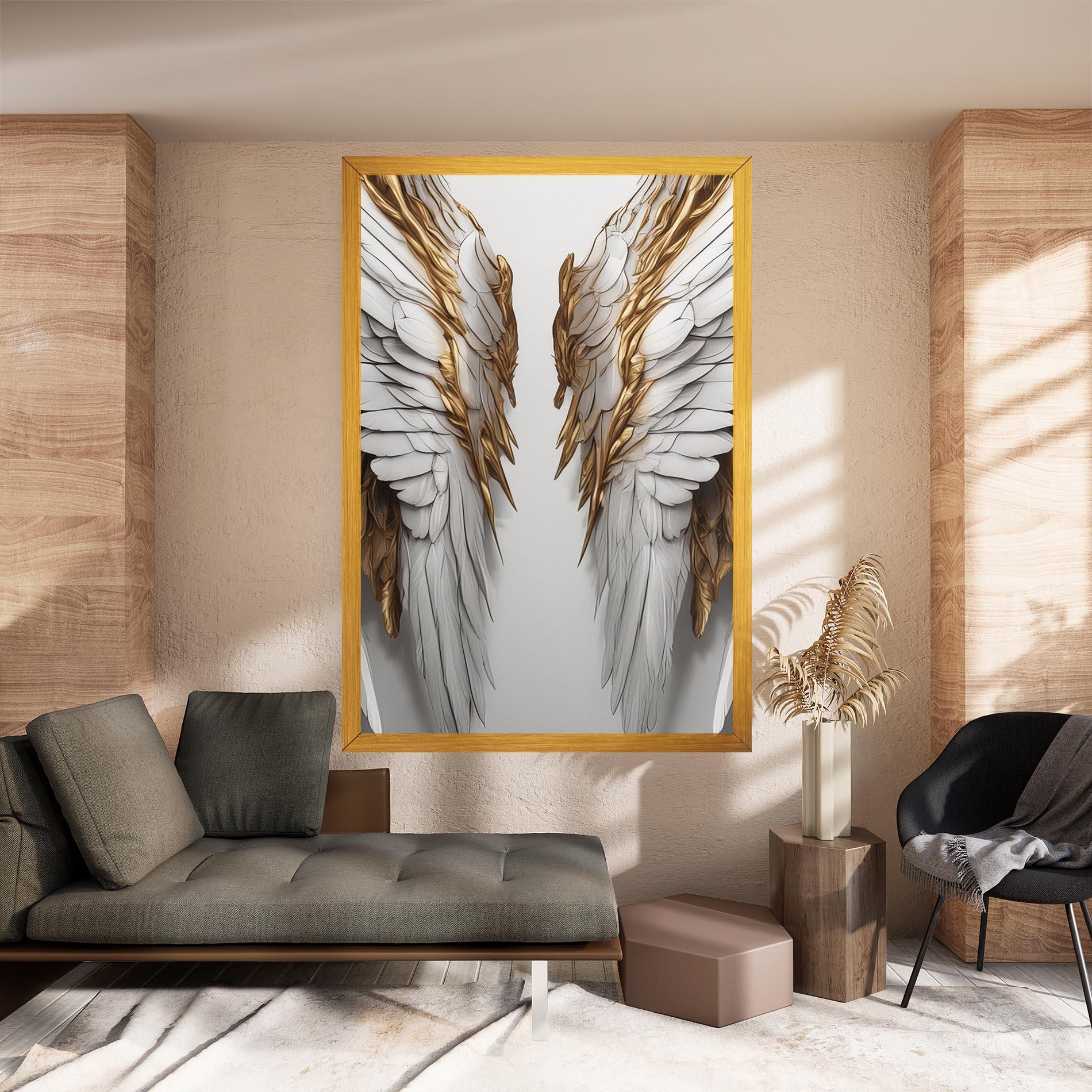 Obraz na Płótnie Realistic Gold Angel Wings mockup 8