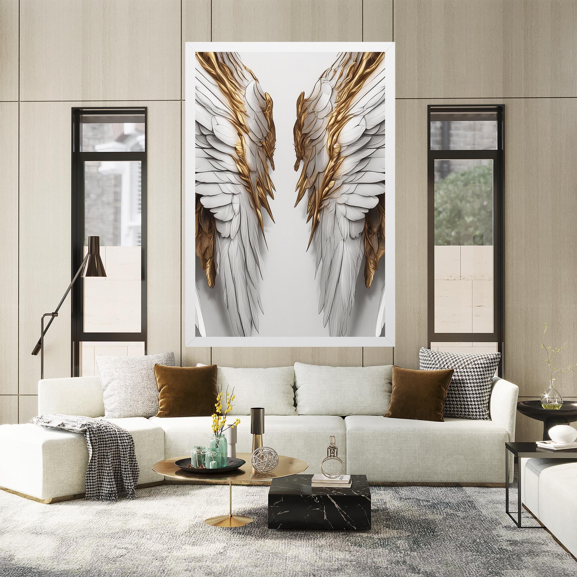 Obraz na Płótnie Realistic Gold Angel Wings mockup 2