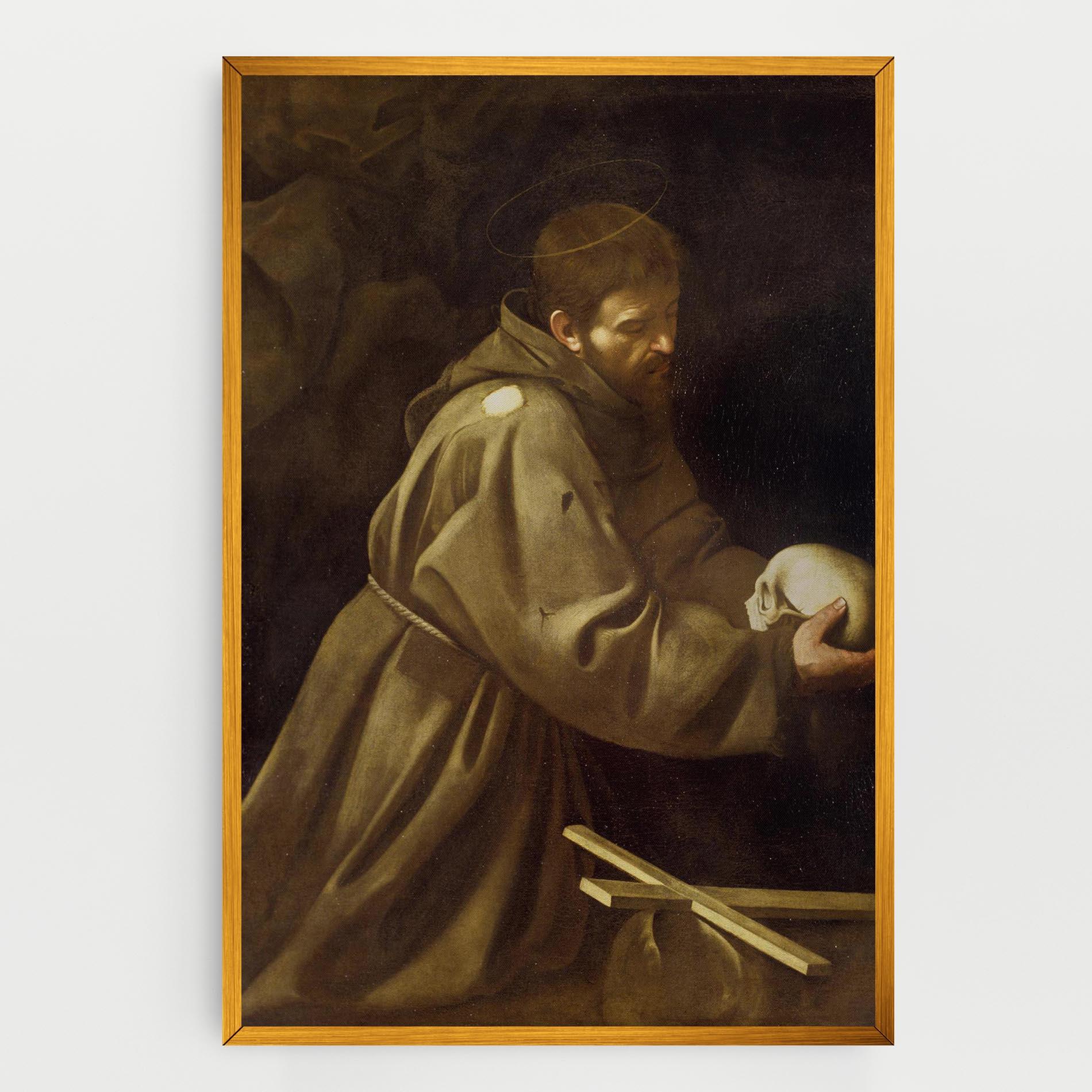 Obraz na Płótnie Caravaggio Francis Prayer mockup 0