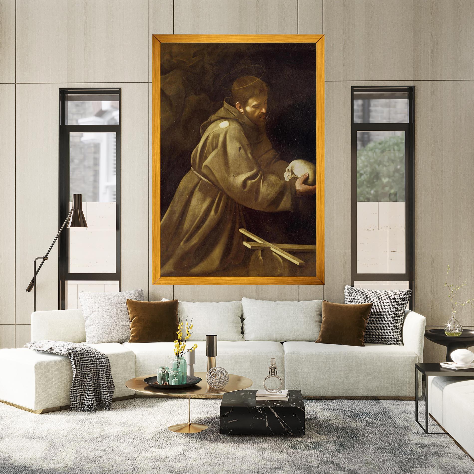 Obraz na Płótnie Caravaggio Francis Prayer mockup 2