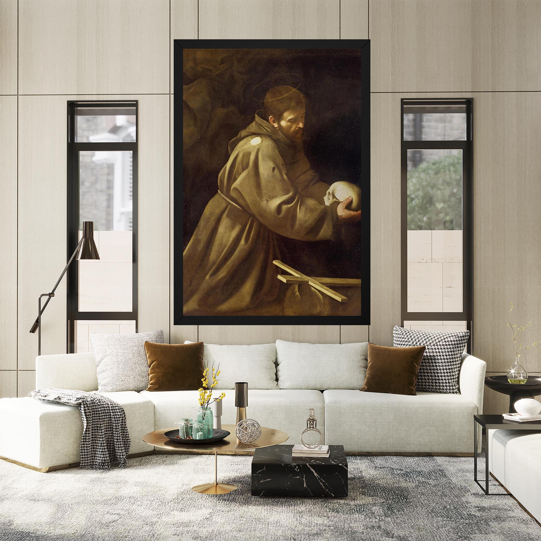 Obraz na Płótnie Caravaggio Francis Prayer mockup 2