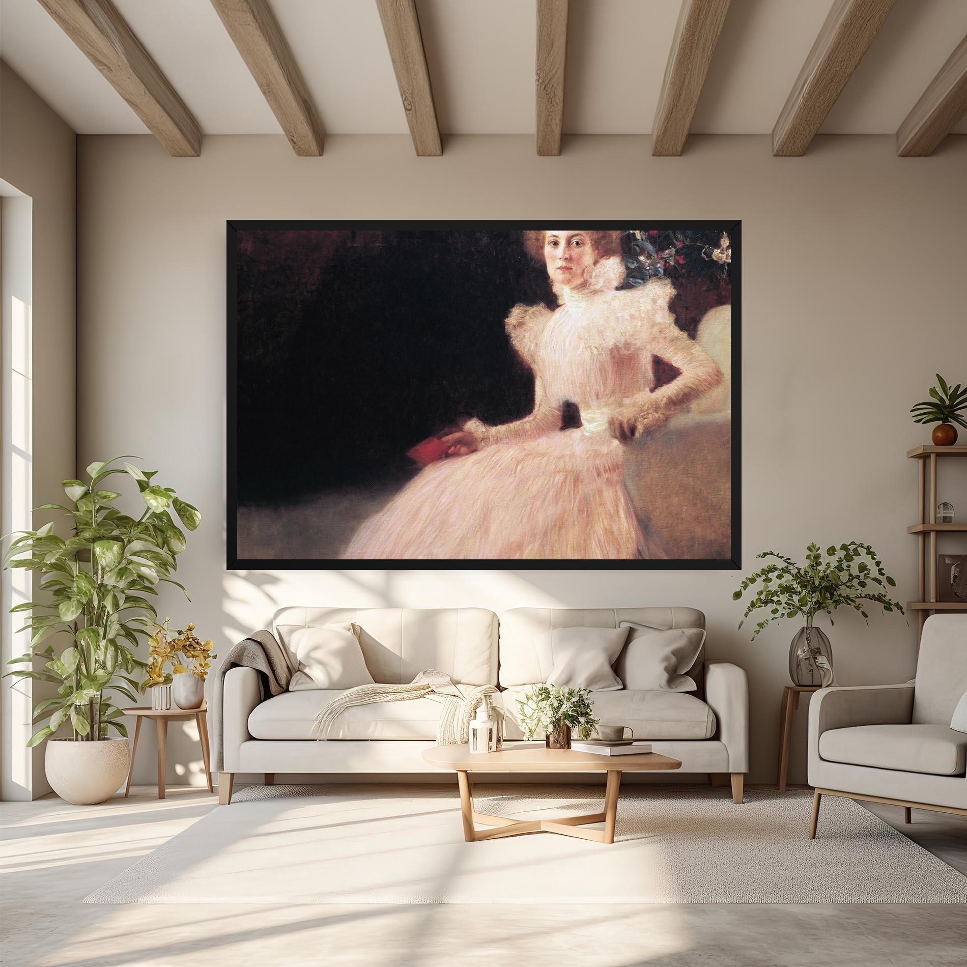 Obraz na Płótnie Gustav Klimt Pink Dress mockup 6