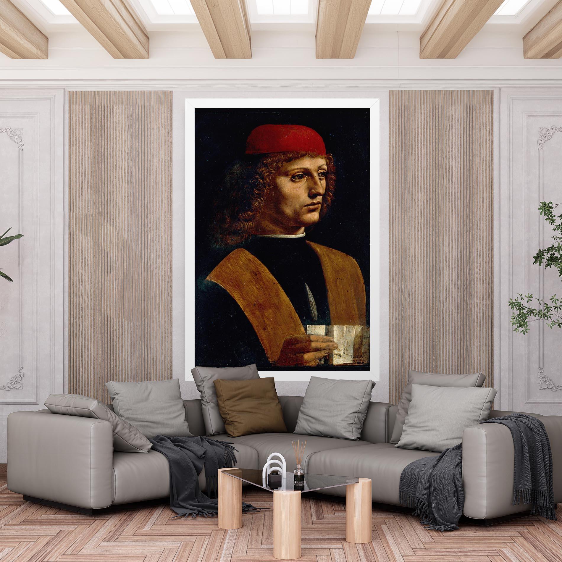 Obraz na Płótnie Leonardo Da Vinci Portrait Of A Musician Pinacoteca Ambrosiana mockup 6