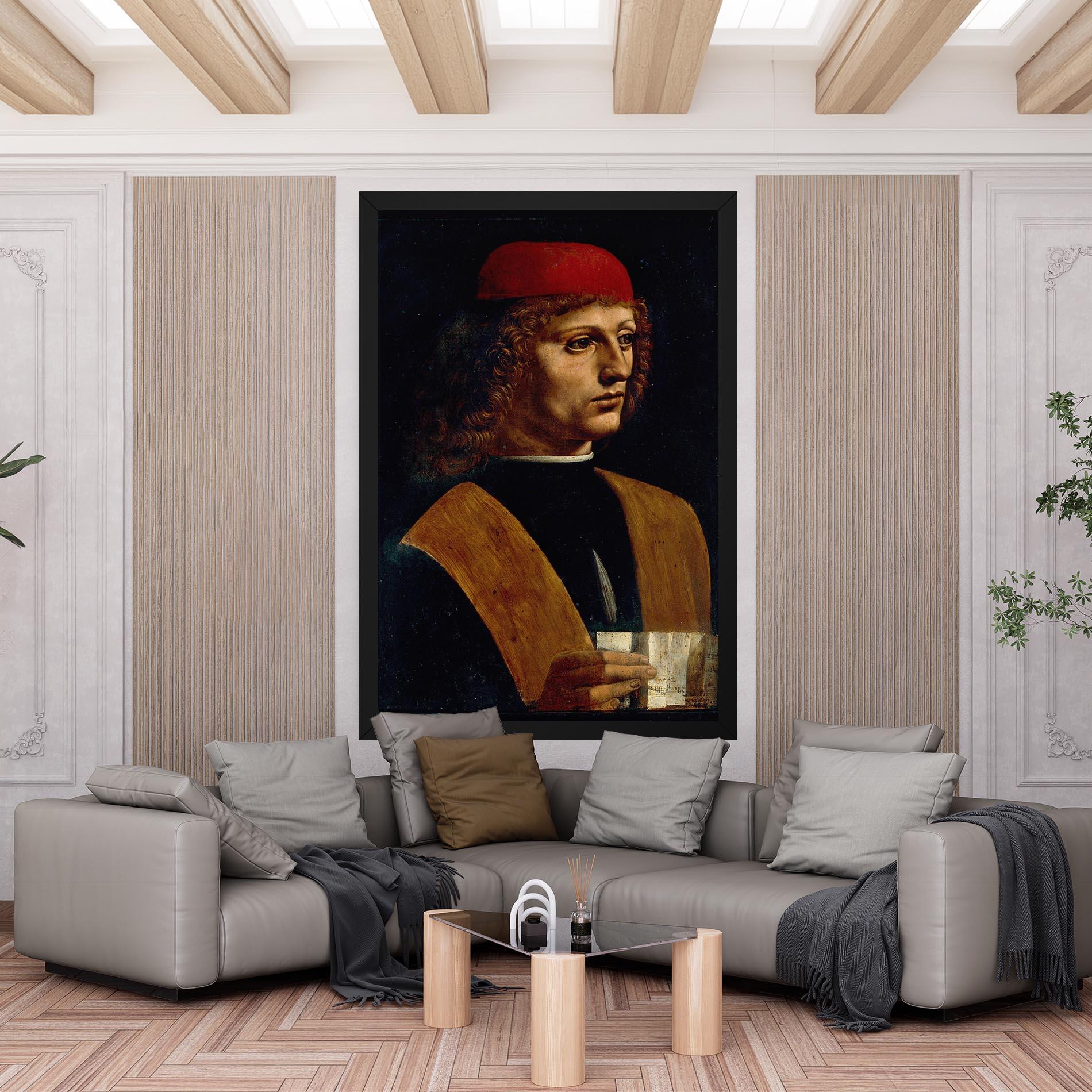 Obraz na Płótnie Leonardo Da Vinci Portrait Of A Musician Pinacoteca Ambrosiana mockup 6