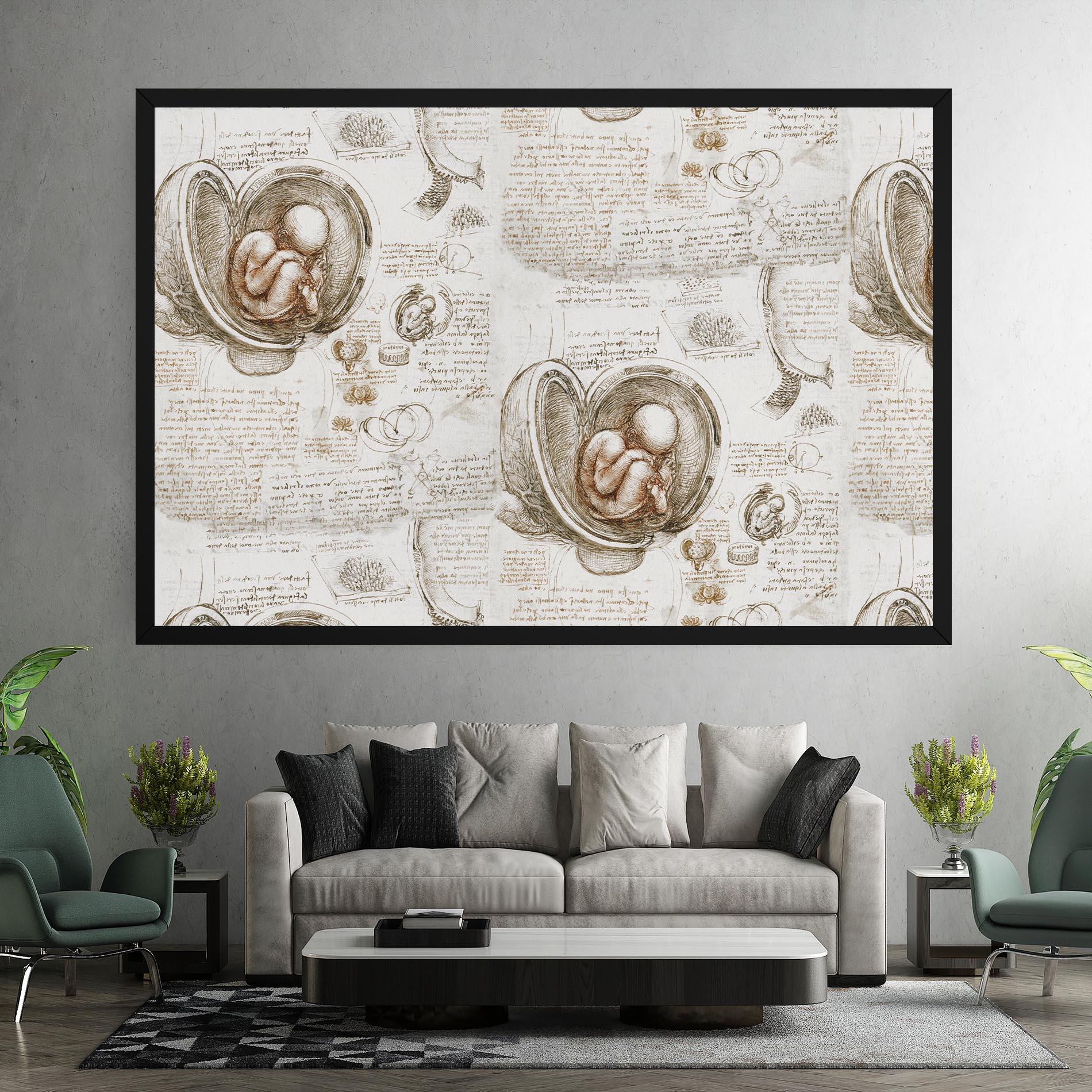 Obraz na Płótnie Leonardo Studies Of The Foetus mockup 7