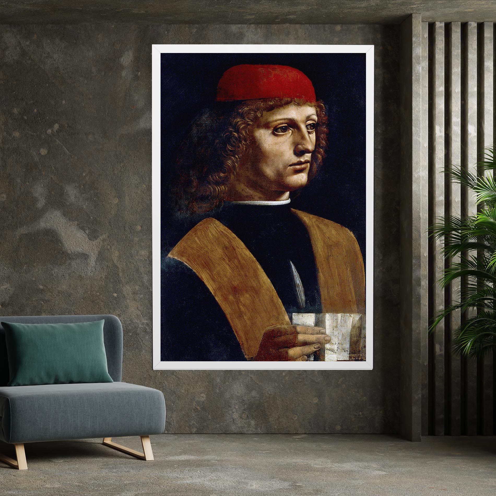 Obraz na Płótnie Leonardo Da Vinci's The Portrait Of A Musician mockup 7