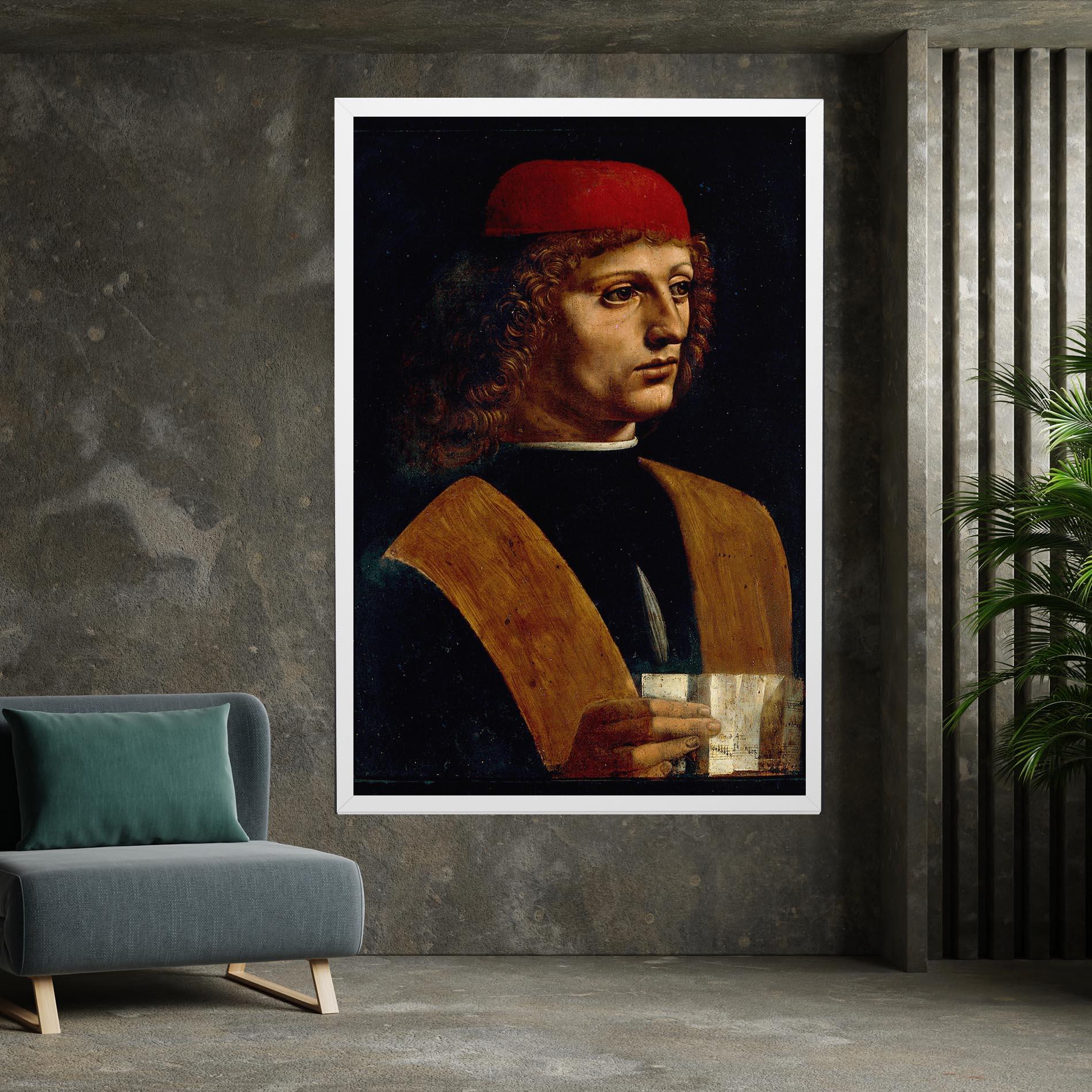Obraz na Płótnie Leonardo Da Vinci Portrait Of A Musician Pinacoteca Ambrosiana mockup 7