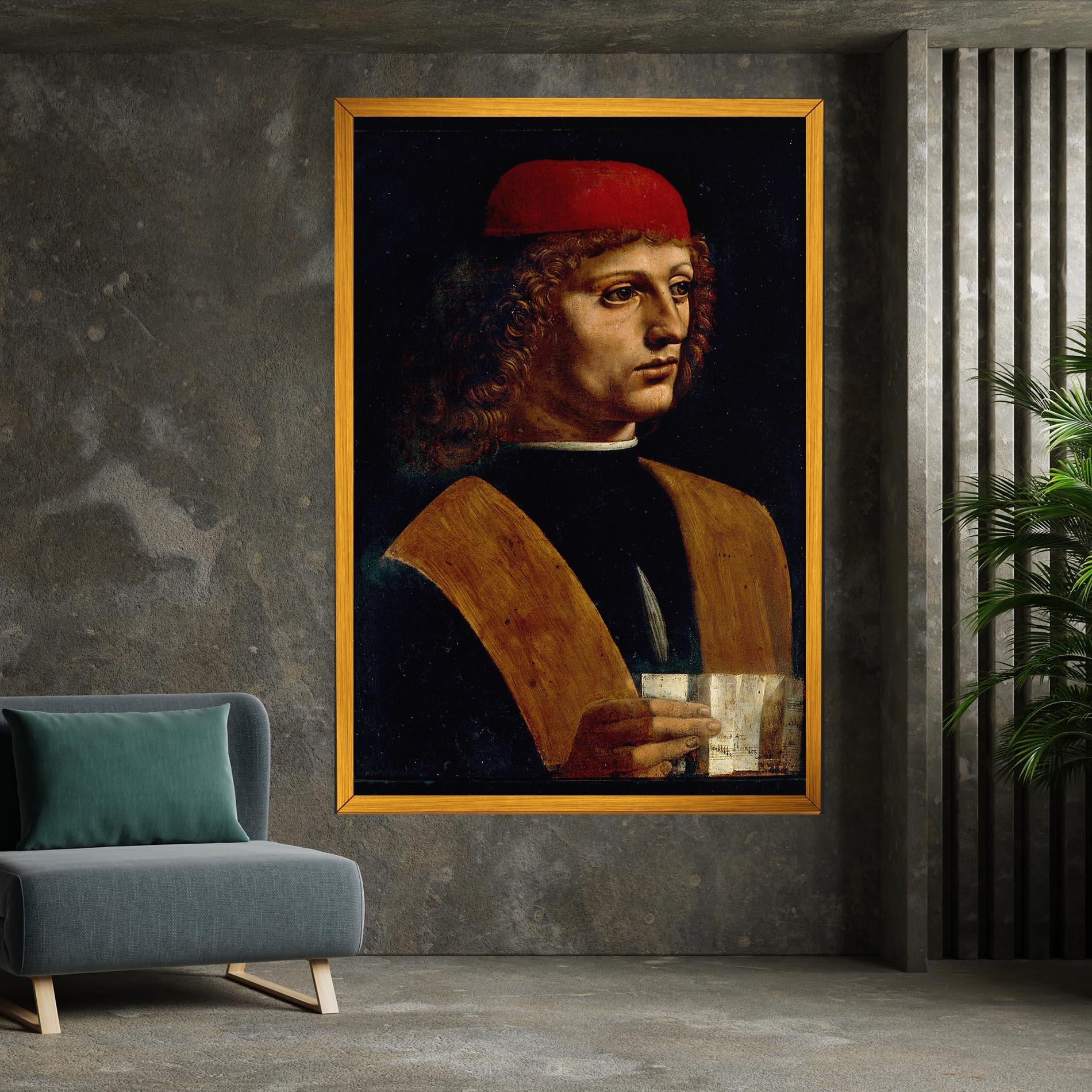 Obraz na Płótnie Leonardo Da Vinci Portrait Of A Musician Pinacoteca Ambrosiana mockup 7