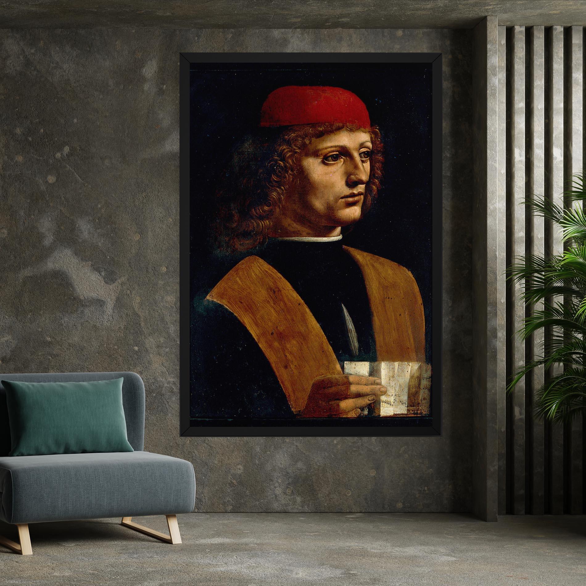 Obraz na Płótnie Leonardo Da Vinci Portrait Of A Musician Pinacoteca Ambrosiana mockup 7