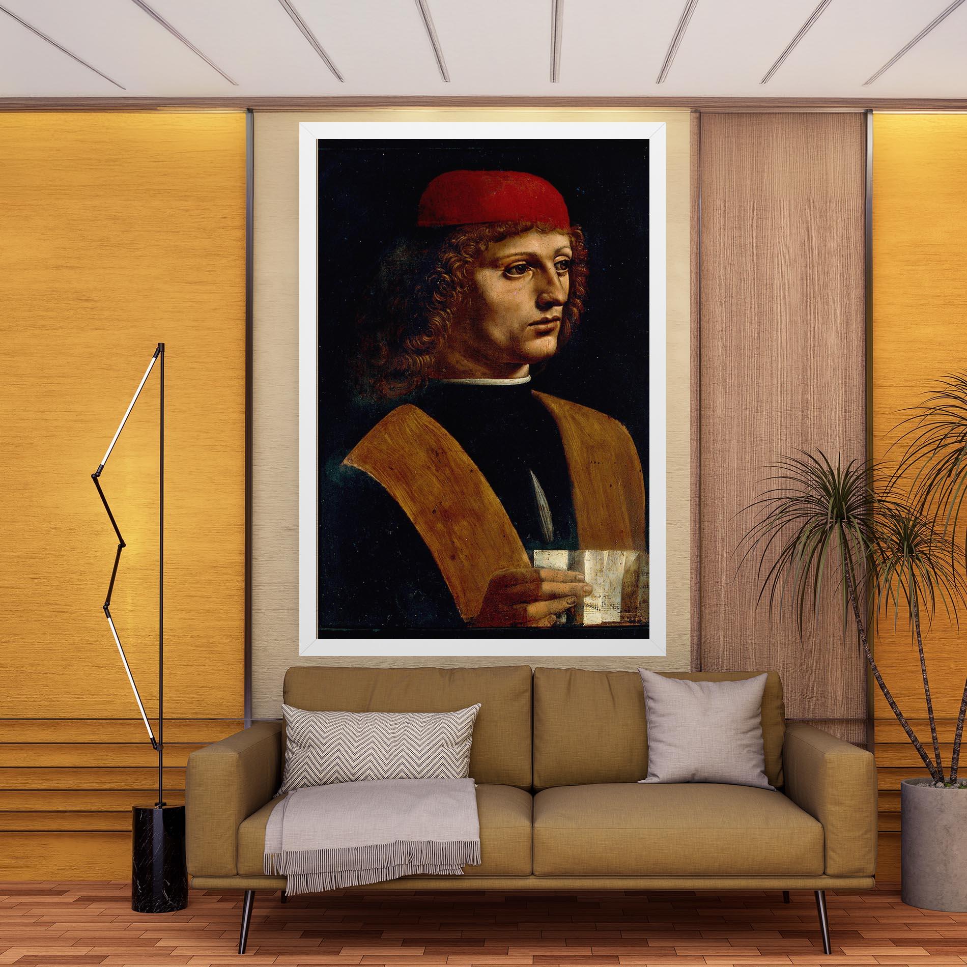 Obraz na Płótnie Leonardo Da Vinci Portrait Of A Musician Pinacoteca Ambrosiana mockup 9