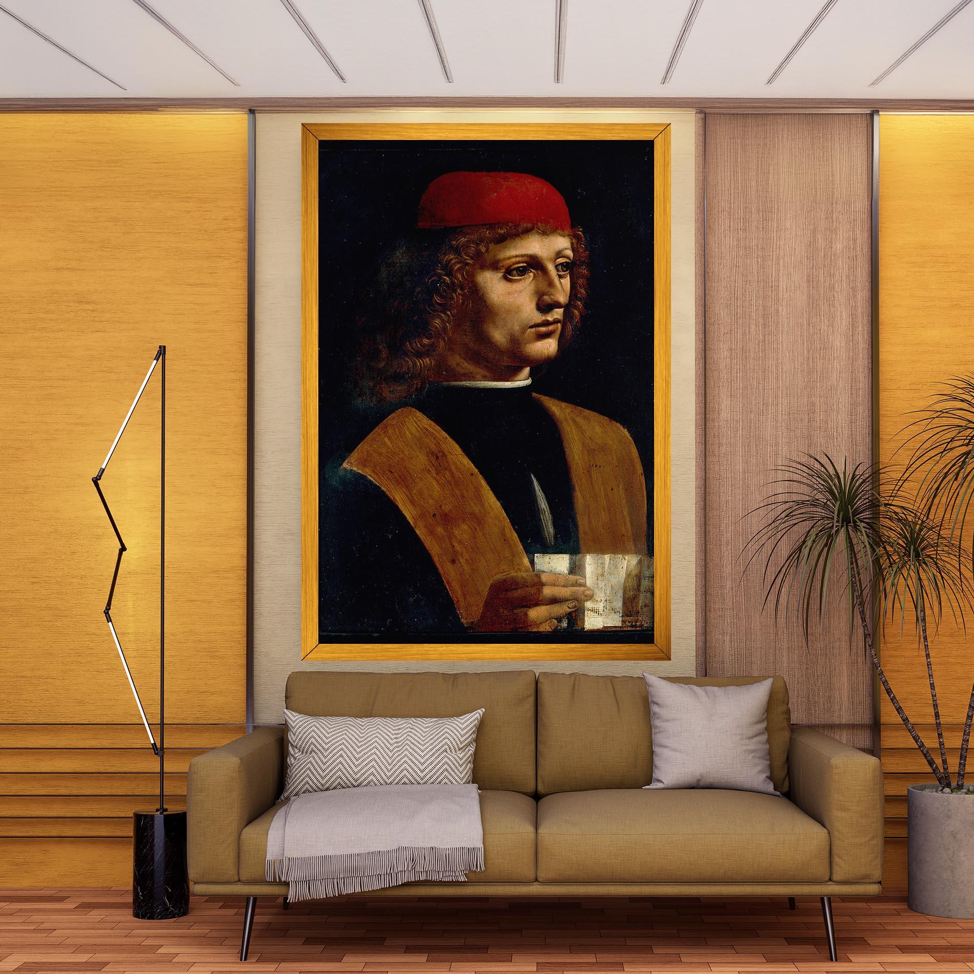 Obraz na Płótnie Leonardo Da Vinci Portrait Of A Musician Pinacoteca Ambrosiana mockup 9