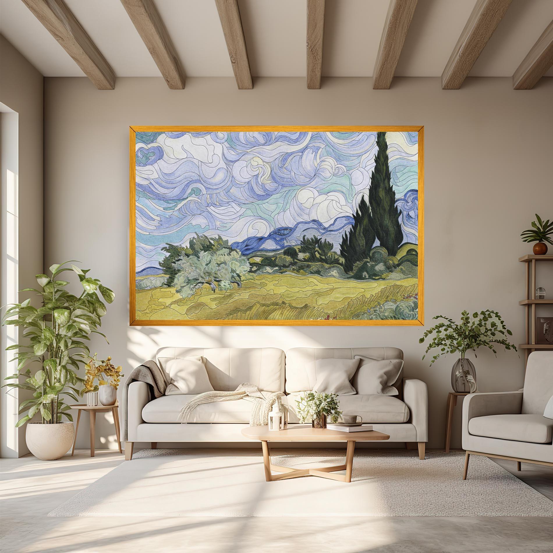 Obraz na Płótnie Wheat Field Cypresses mockup 6