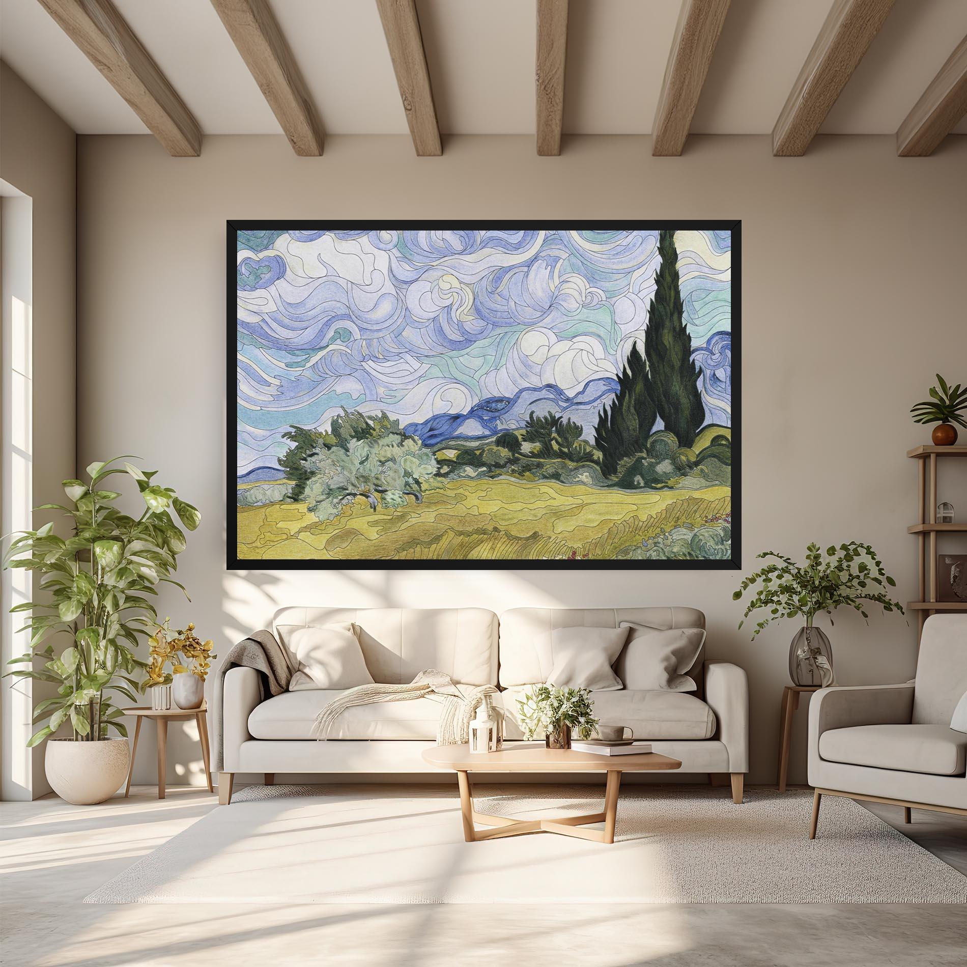 Obraz na Płótnie Wheat Field Cypresses mockup 6