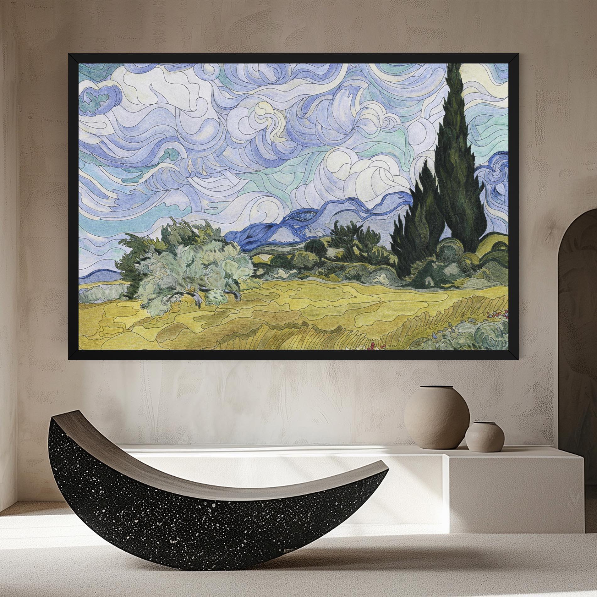 Obraz na Płótnie Wheat Field Cypresses mockup 8