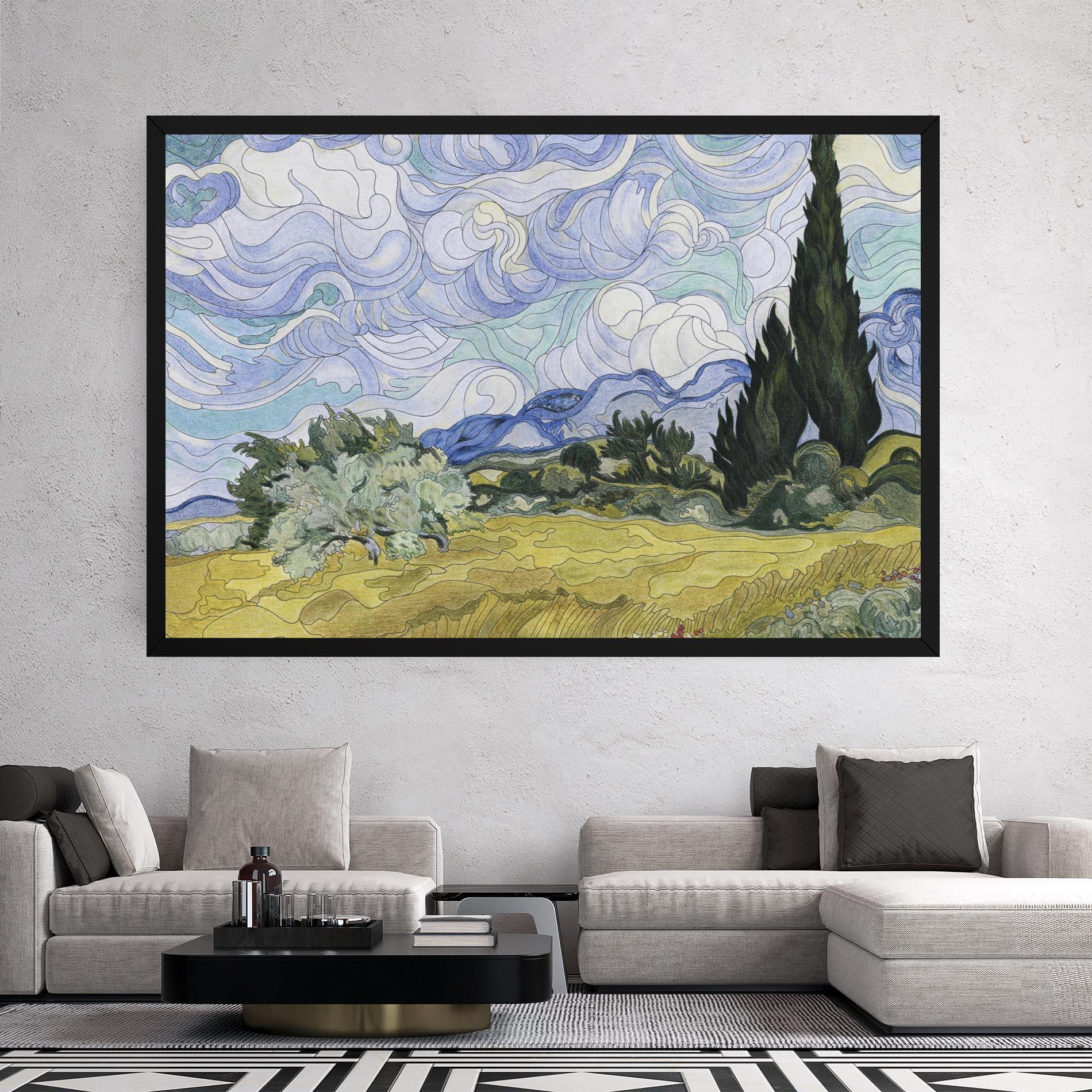 Obraz na Płótnie Wheat Field Cypresses mockup 2