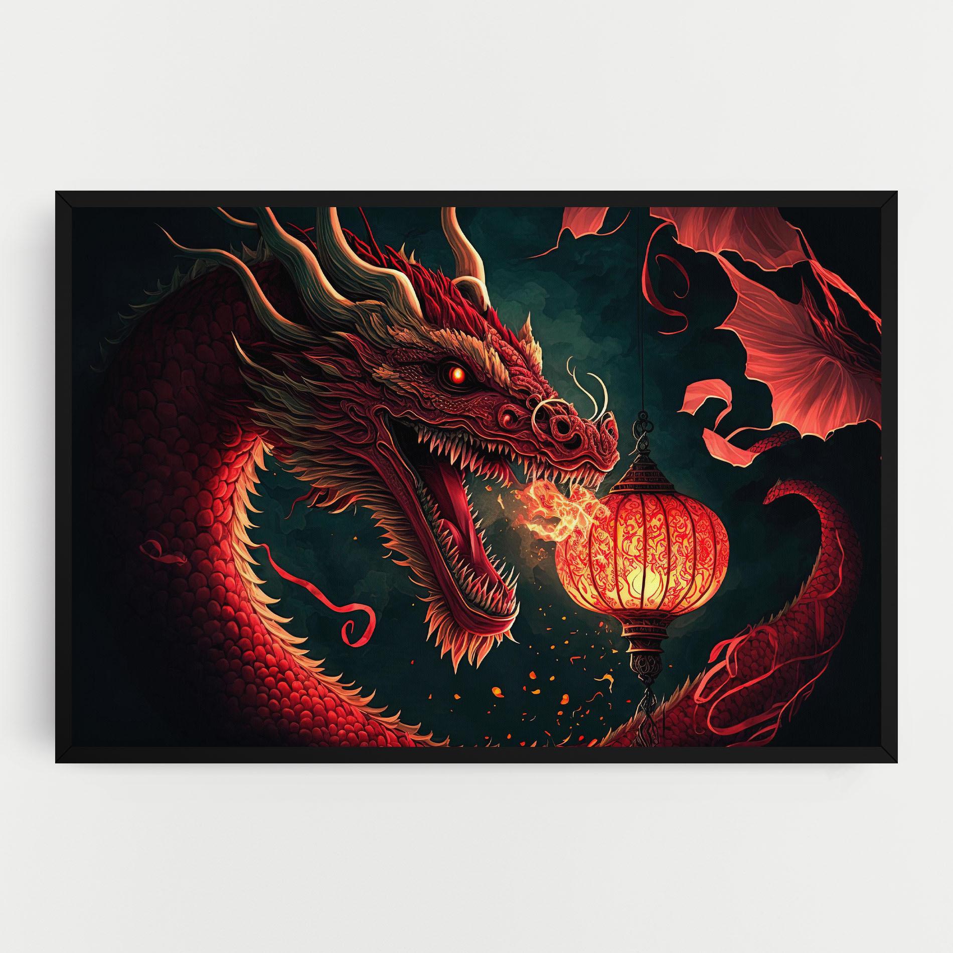 Obraz na Płótnie Red Fire Dragon mockup 0