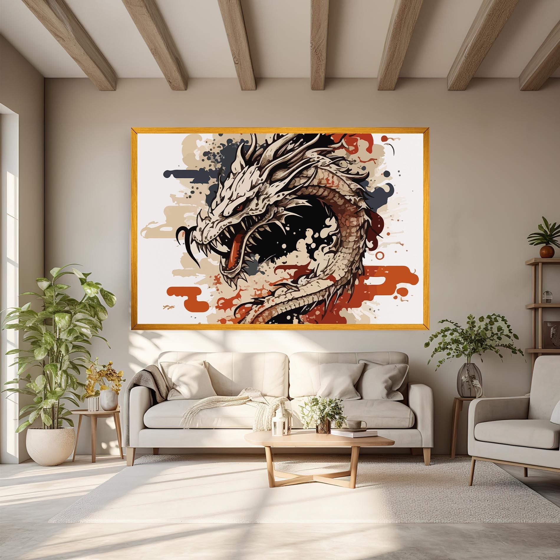 Obraz na Płótnie Cream Dragon Art mockup 6