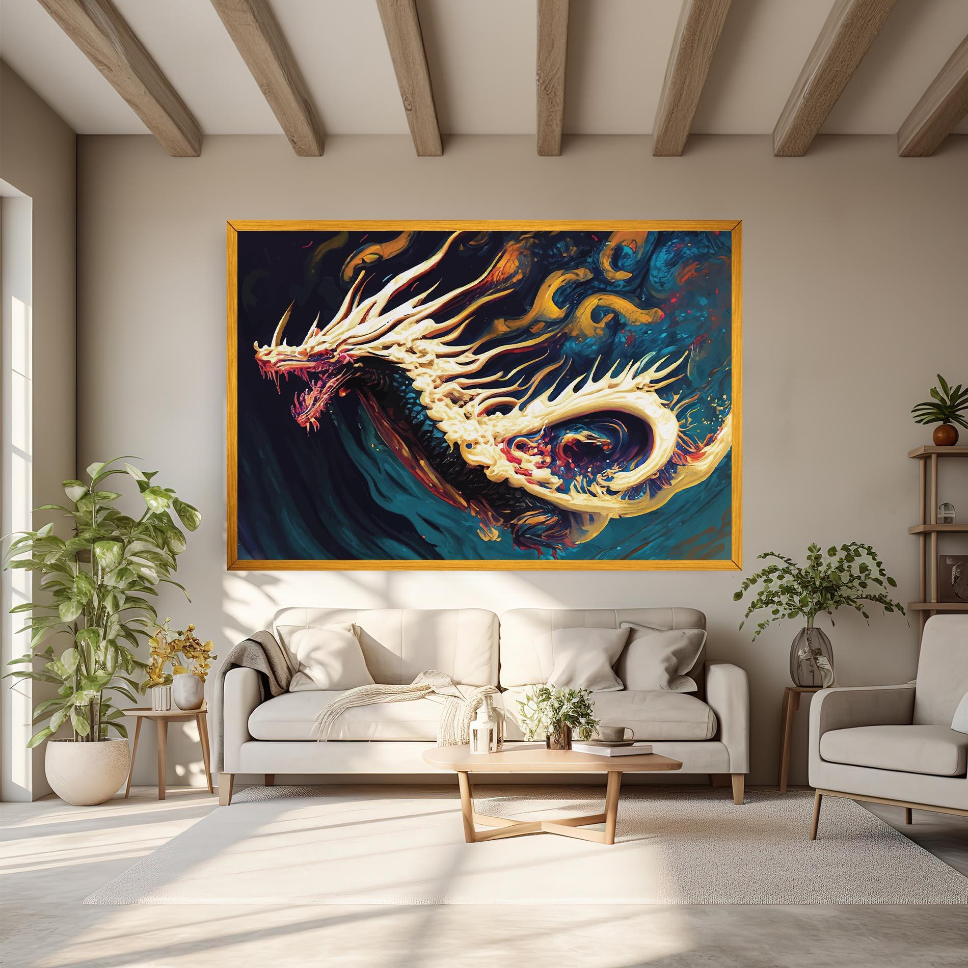 Obraz na Płótnie Flying Acrylic Dragon mockup 6