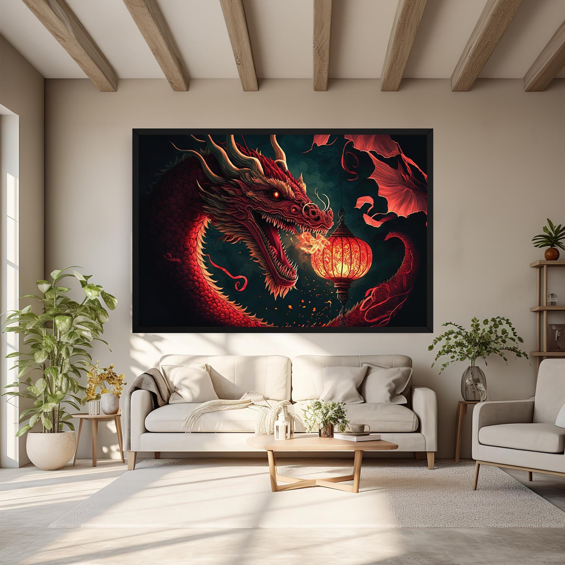Obraz na Płótnie Red Fire Dragon mockup 6