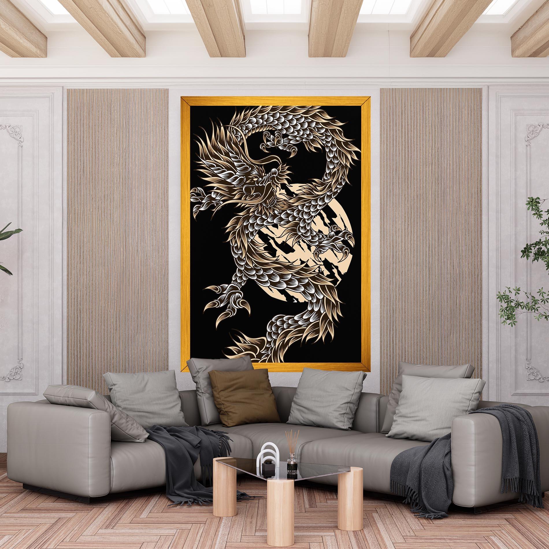 Obraz na Płótnie Cream Moon Dragon mockup 6