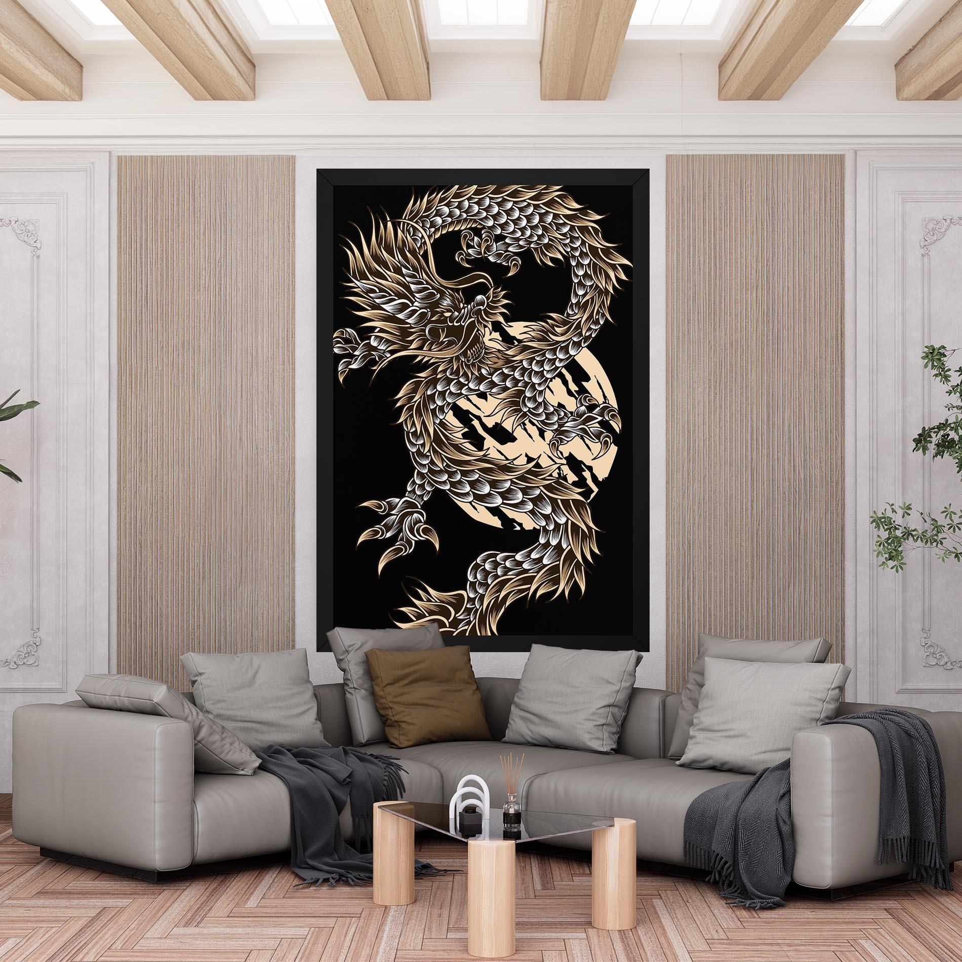 Obraz na Płótnie Cream Moon Dragon mockup 6