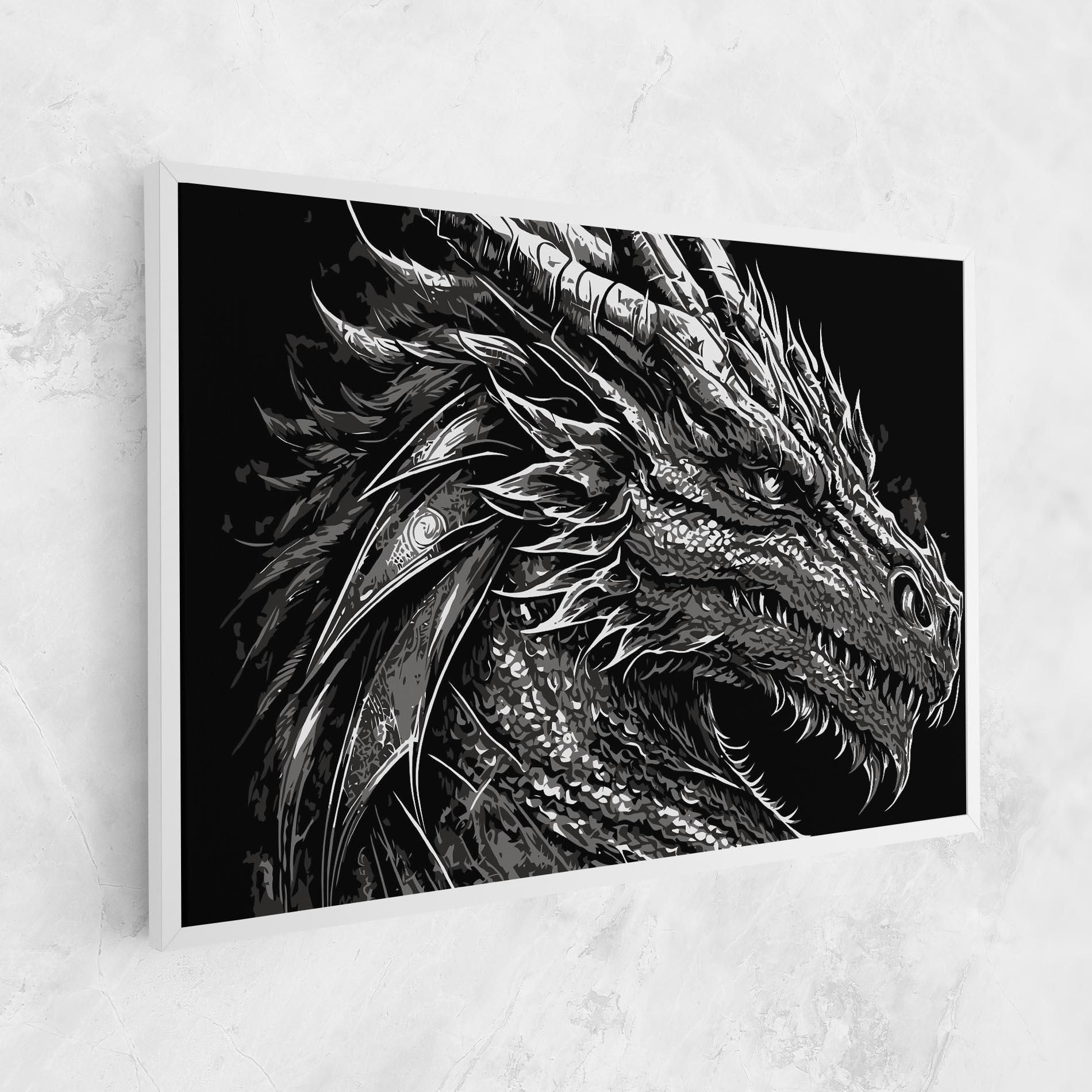 Obraz na Płótnie Grey White Dragon mockup 1