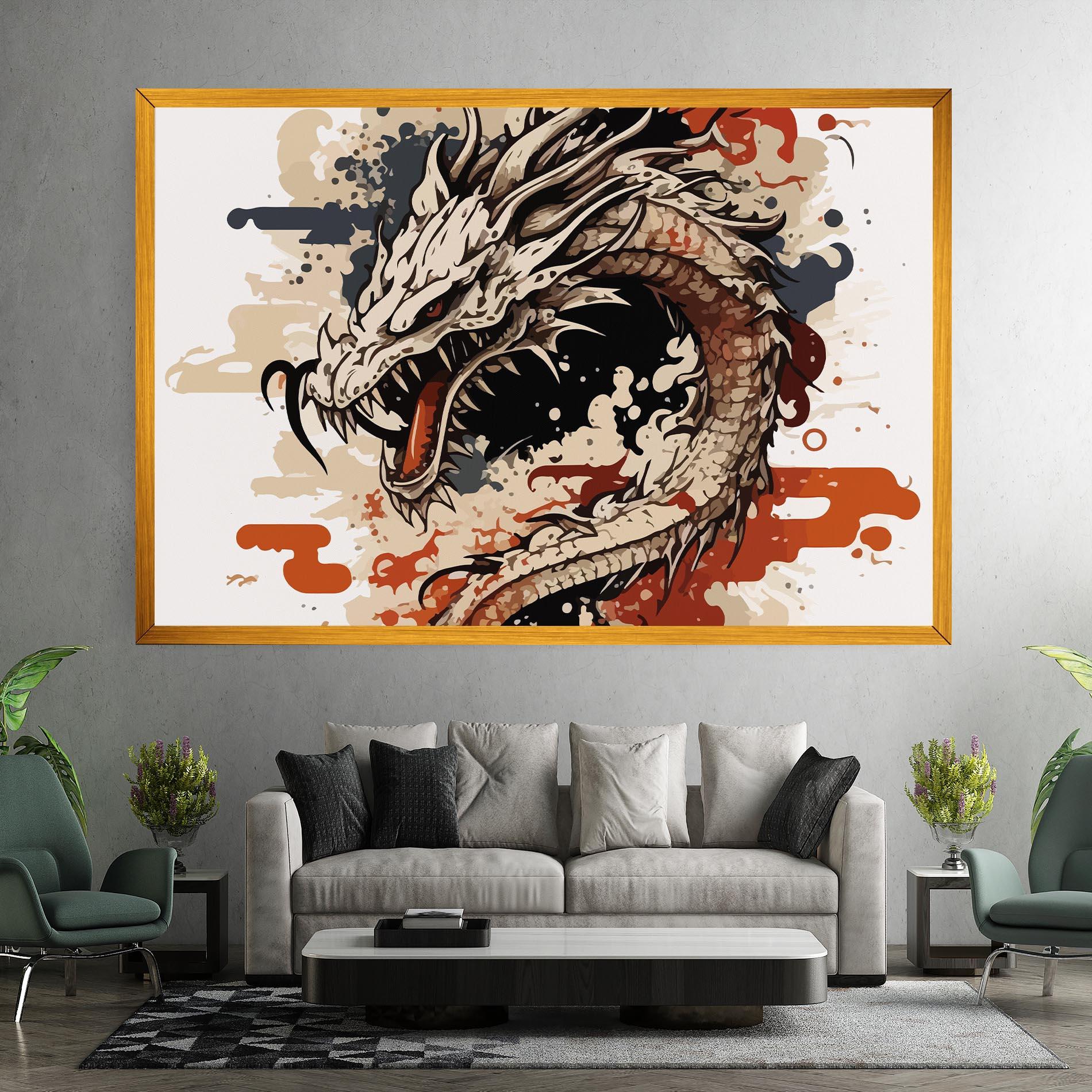 Obraz na Płótnie Cream Dragon Art mockup 7