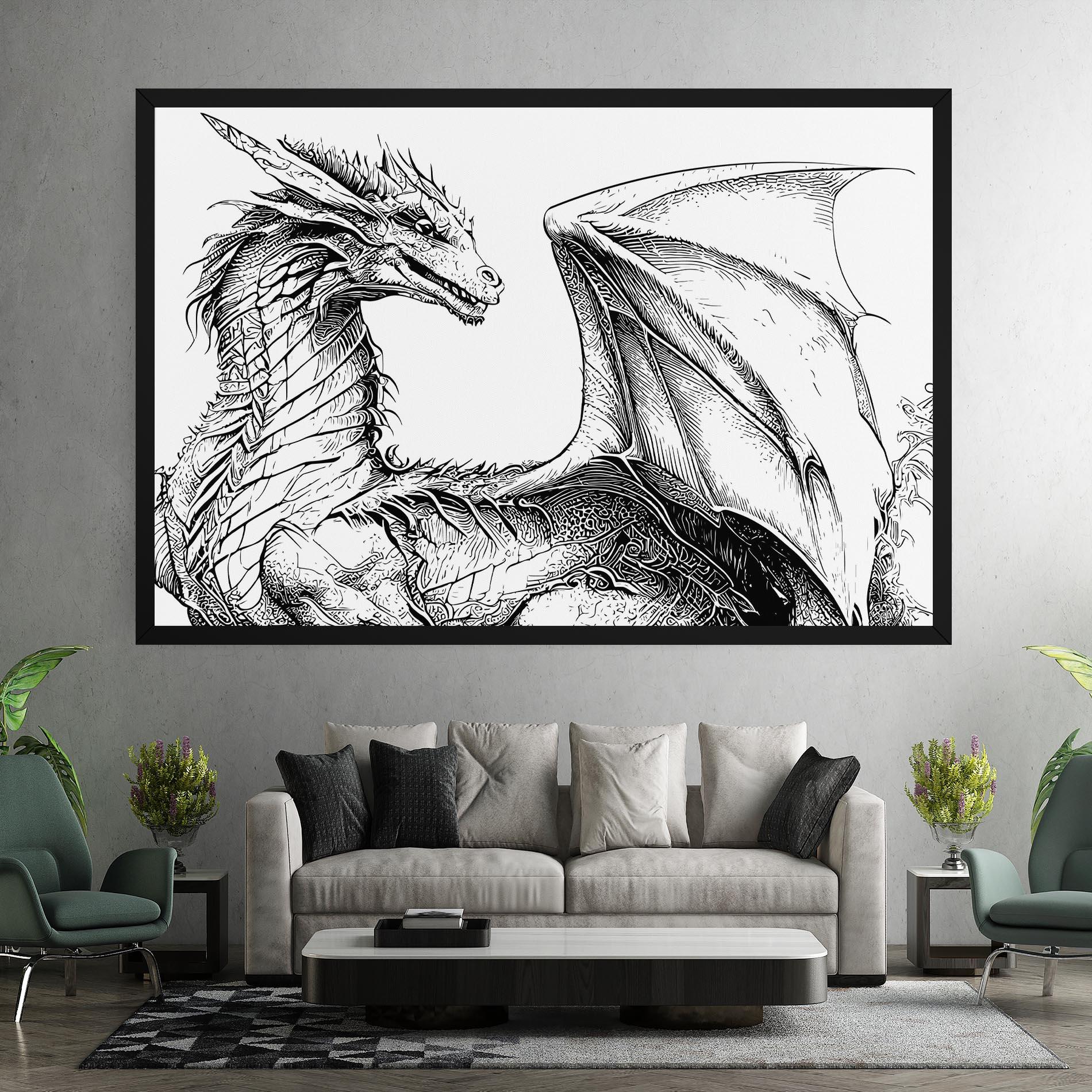 Obraz na Płótnie Dragon Sketch mockup 7