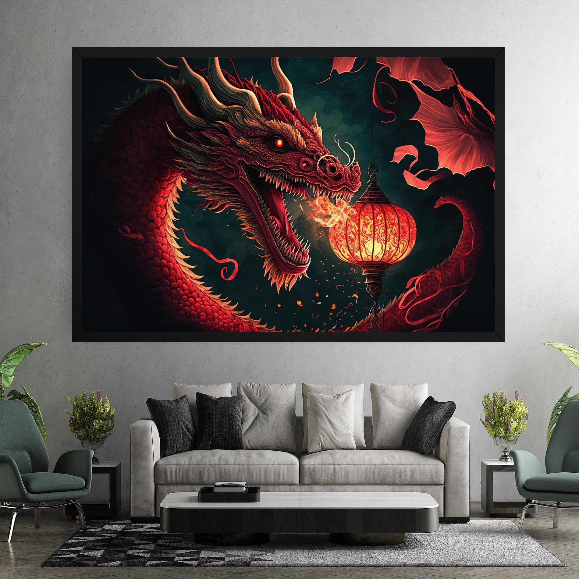 Obraz na Płótnie Red Fire Dragon mockup 7
