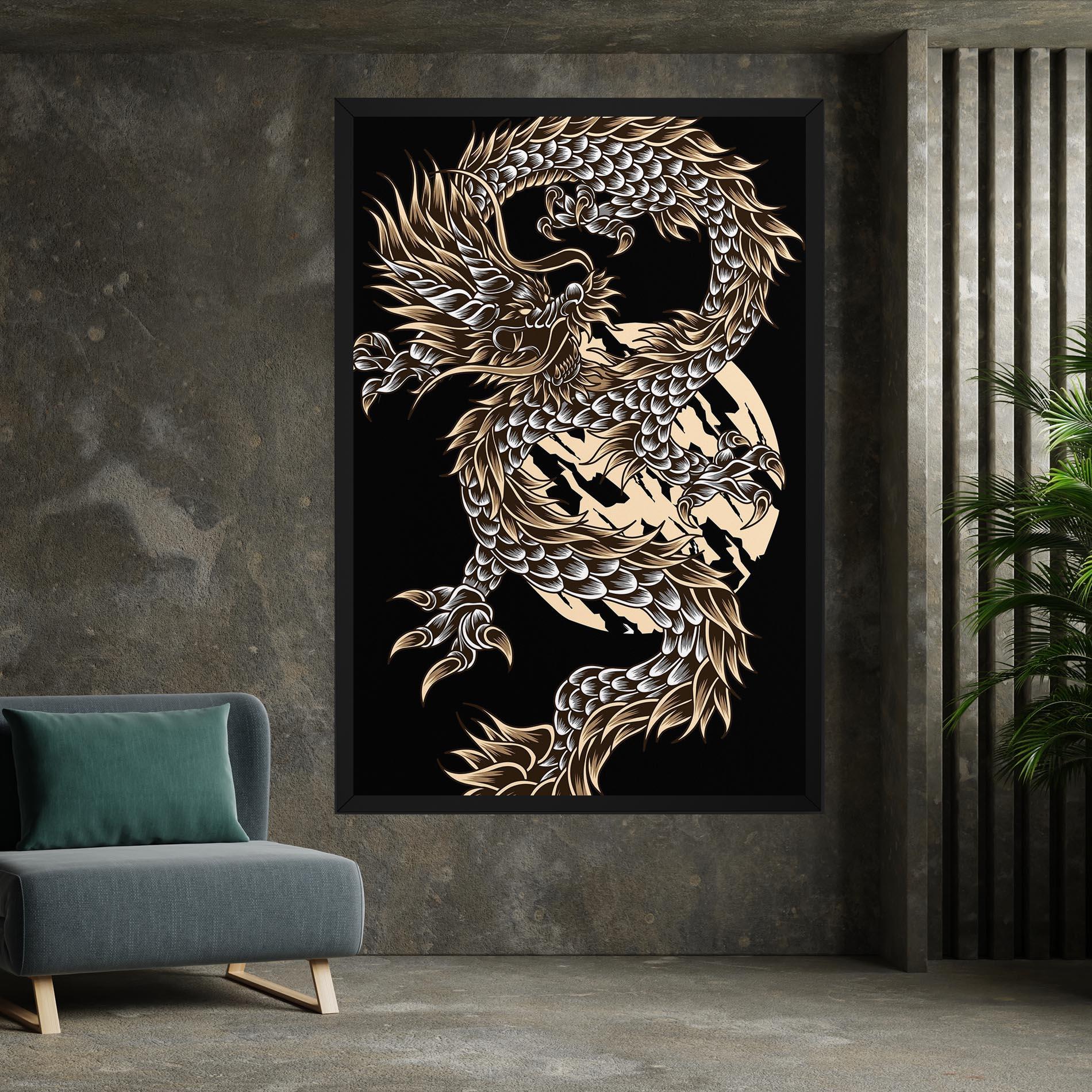 Obraz na Płótnie Cream Moon Dragon mockup 7