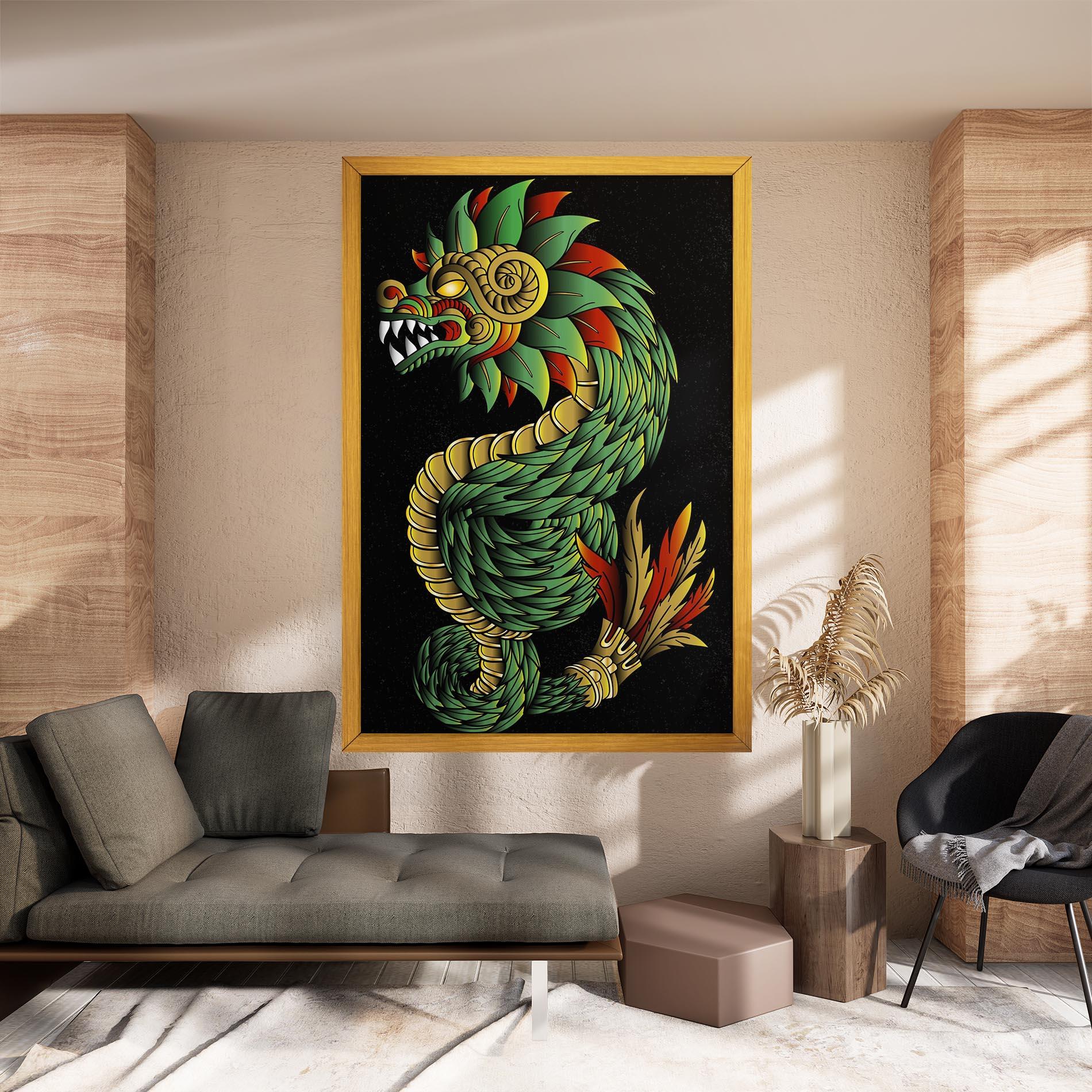 Obraz na Płótnie Green Yellow Dragon mockup 8
