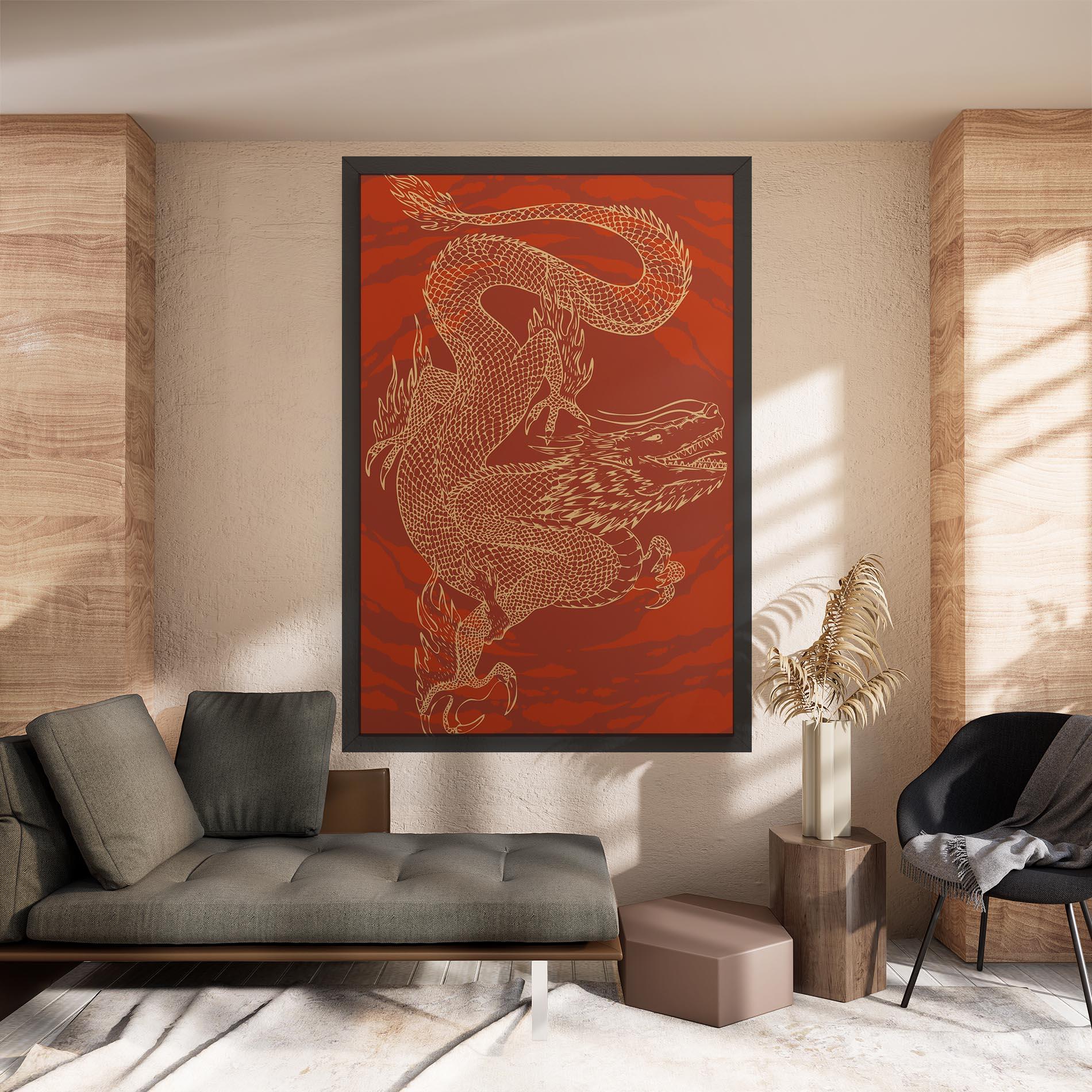 Obraz na Płótnie Chinese Dragon Red mockup 8