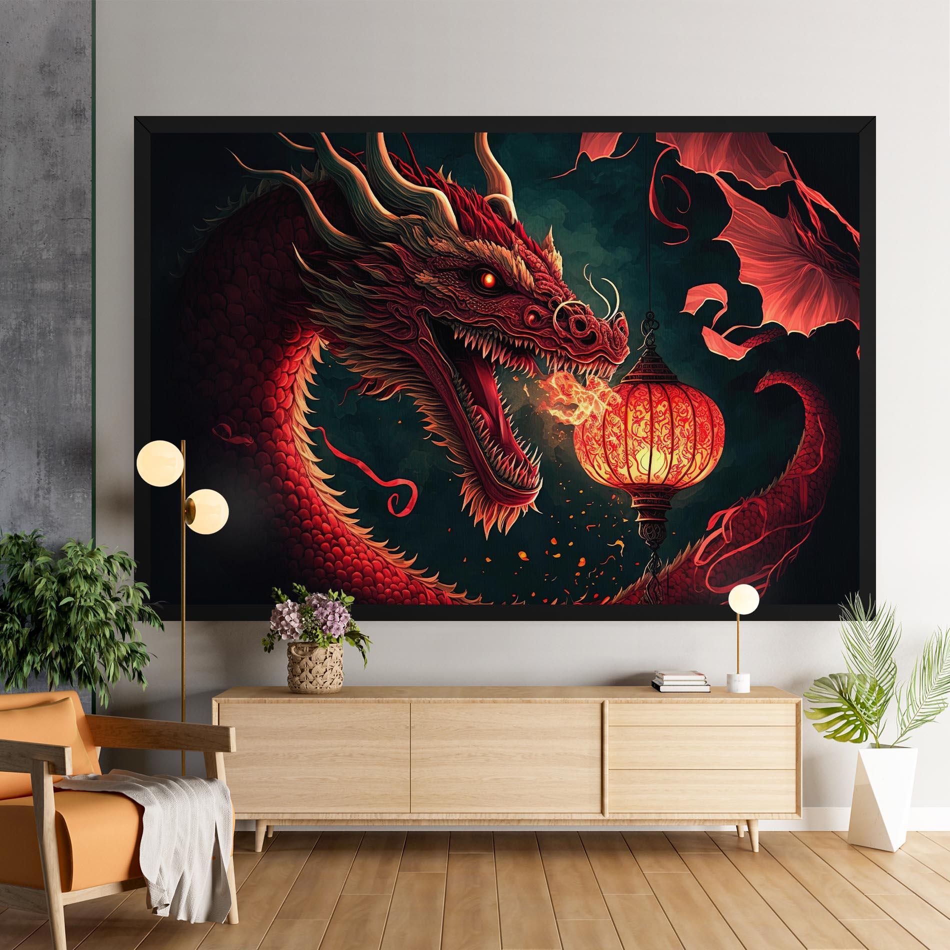 Obraz na Płótnie Red Fire Dragon mockup 9