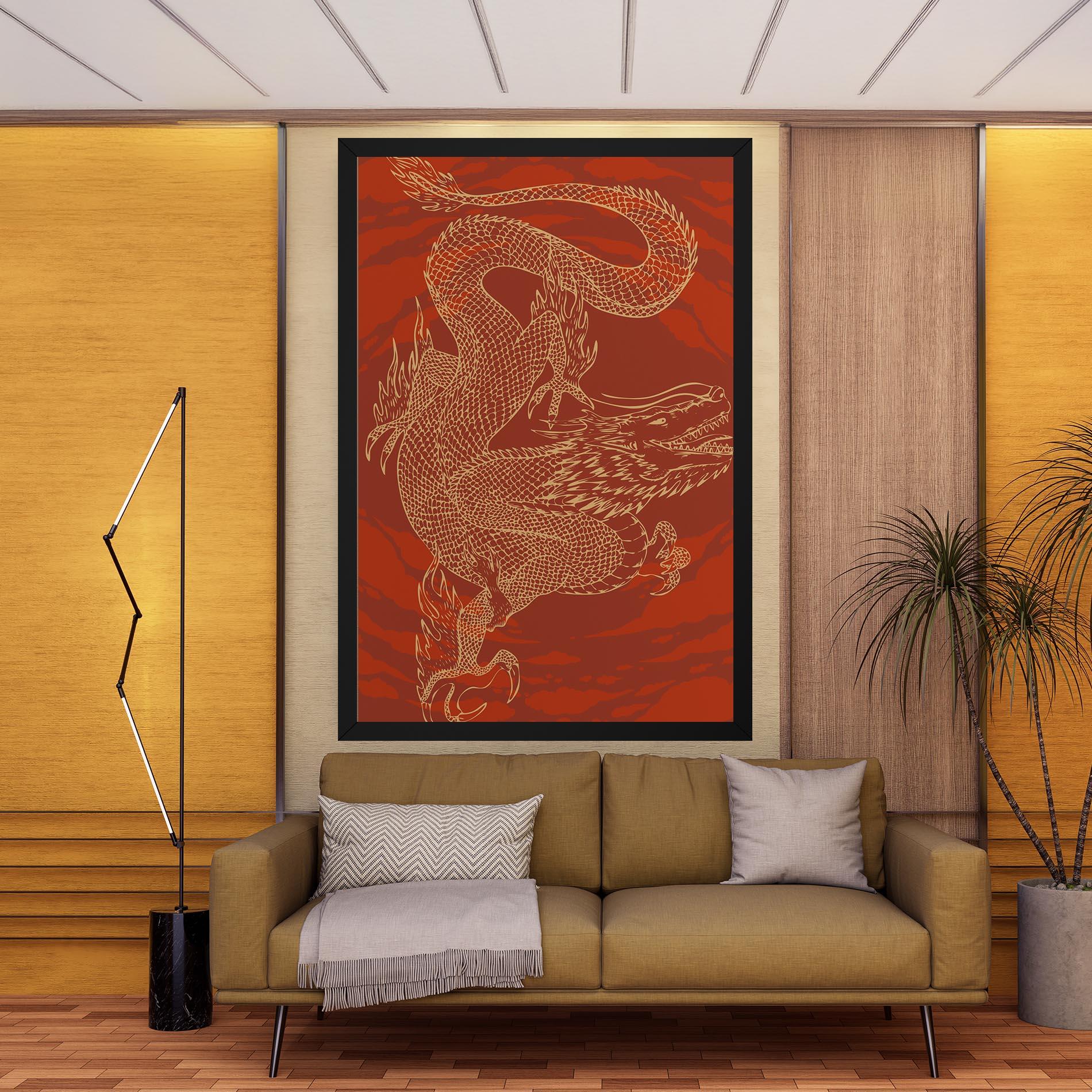 Obraz na Płótnie Chinese Dragon Red mockup 9